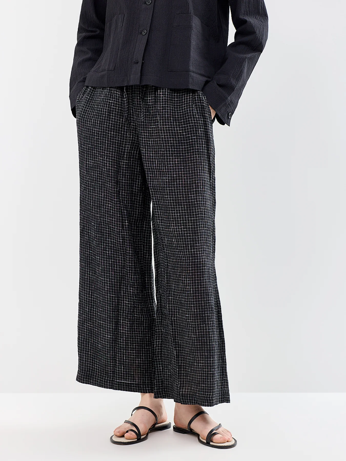 Wide Ankle Drawstring Trousers Black - Image 4