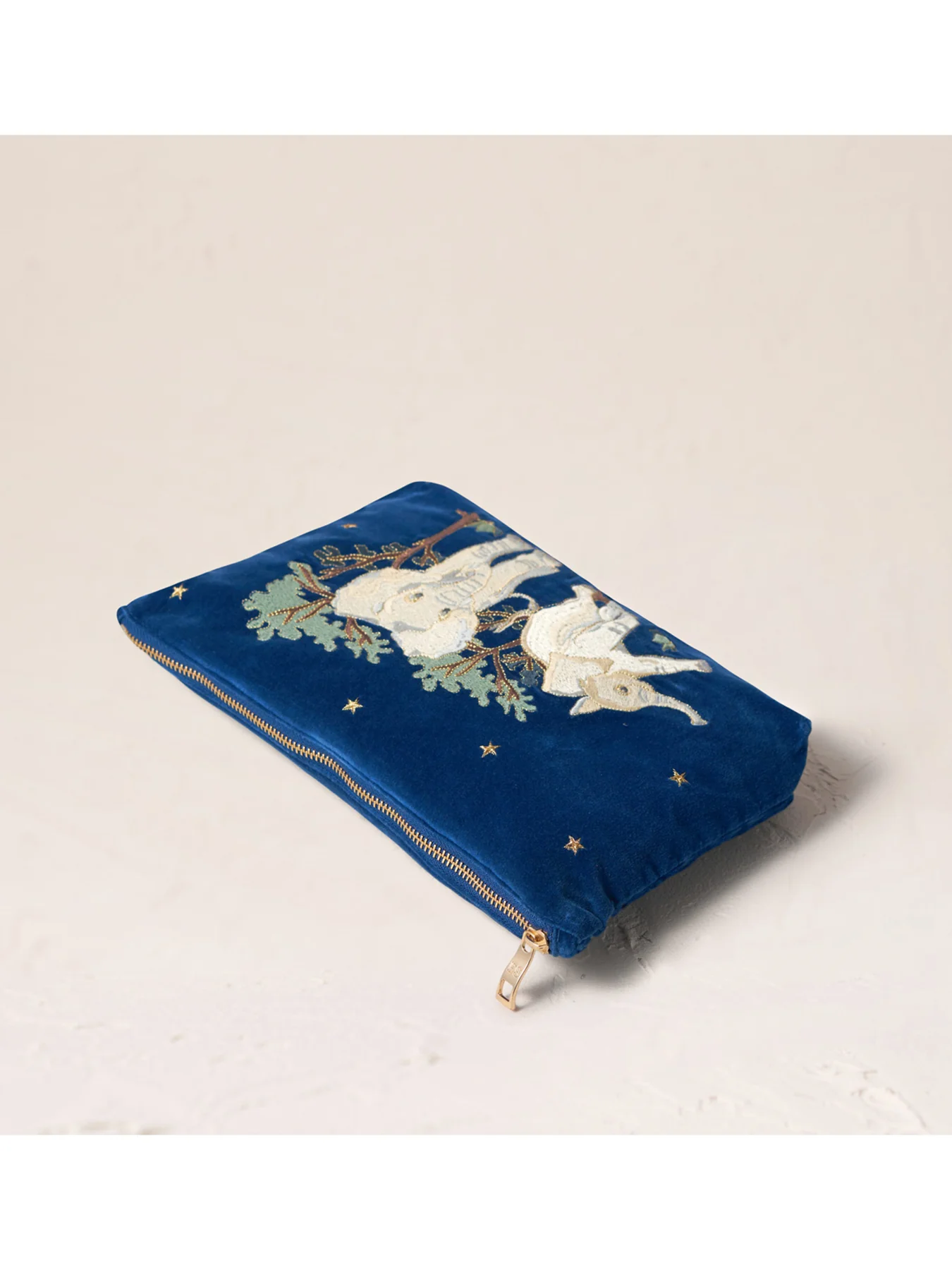Baby Elephant Conservation Velvet Everyday Pouch Navy - Image 2