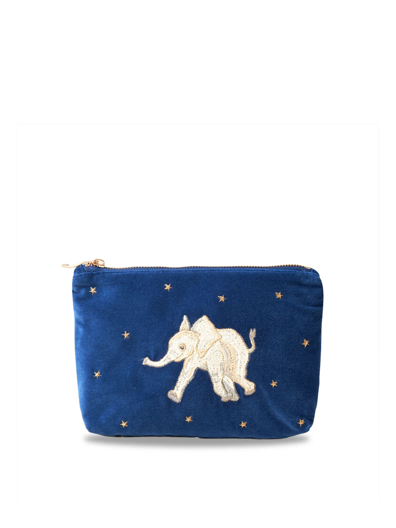 Baby Elephant Conservation Velvet Mini Pouch Navy