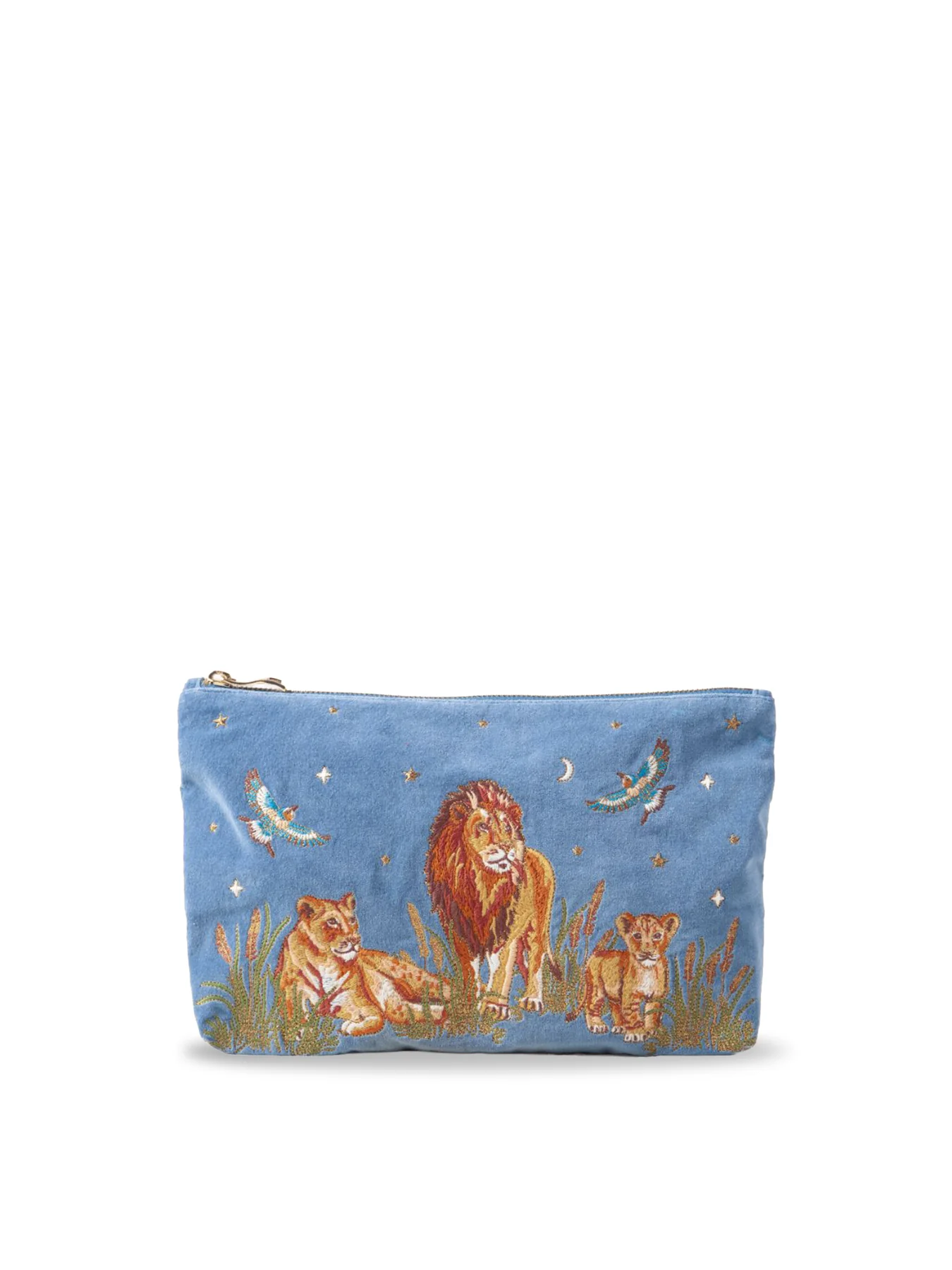 Lion Pride Velvet Everyday Pouch Dusky Blue