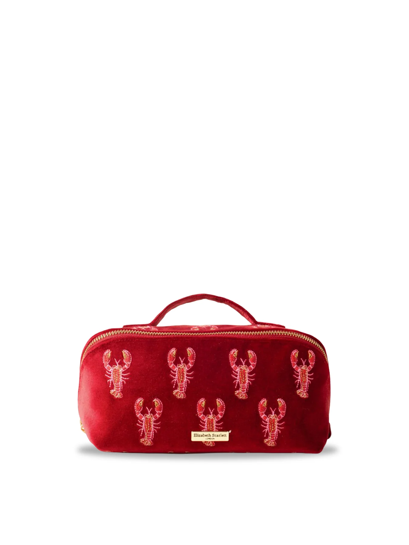 Lobster Velvet Open Flat Makeup Bag Rouge