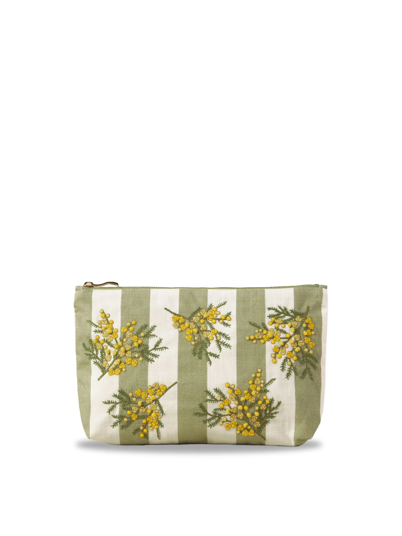 Mimosa Stripe Cotton Everyday Pouch Green