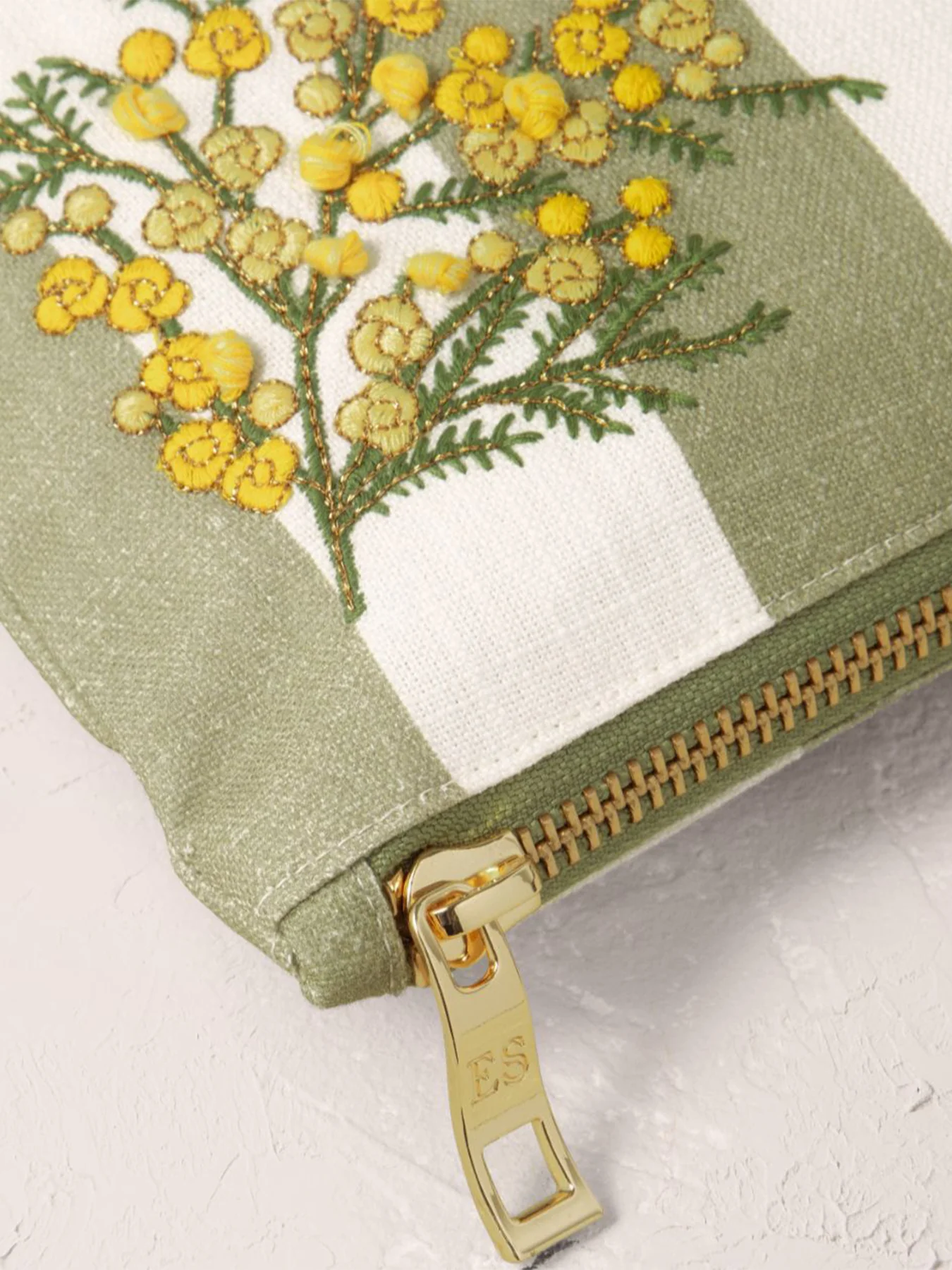 Mimosa Stripe Cotton Everyday Pouch Green - Image 3