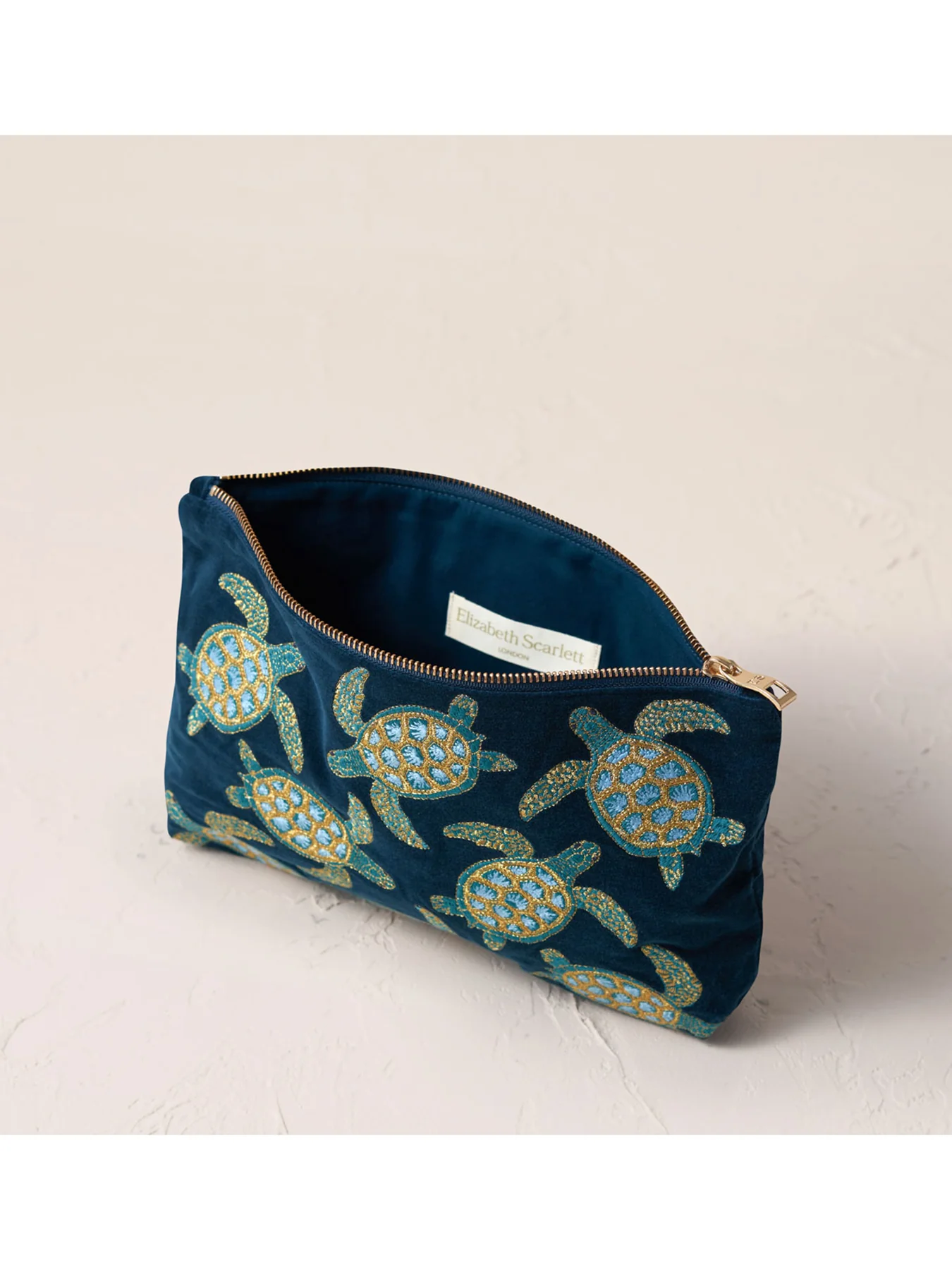 Swimming Turtle Velvet Everyday Pouch Marine Navy - Image 4