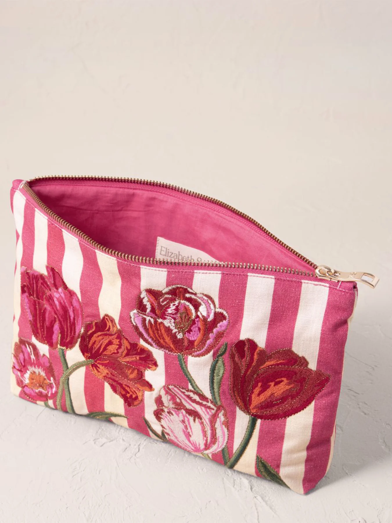 Tulip Stripe Cotton Everyday Pouch Pink - Image 2
