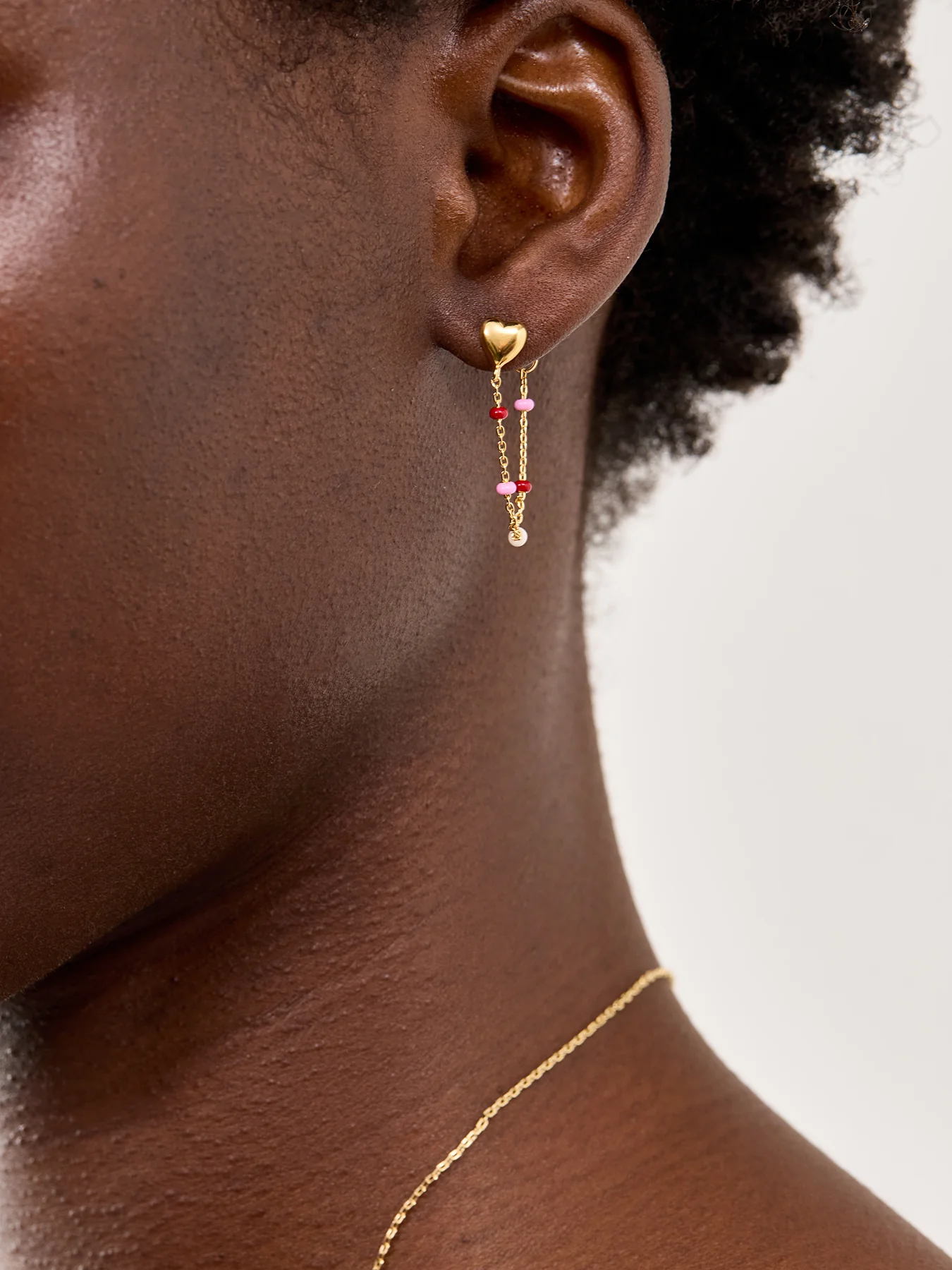 Lola Heart Stud Earrings Gold - Image 2