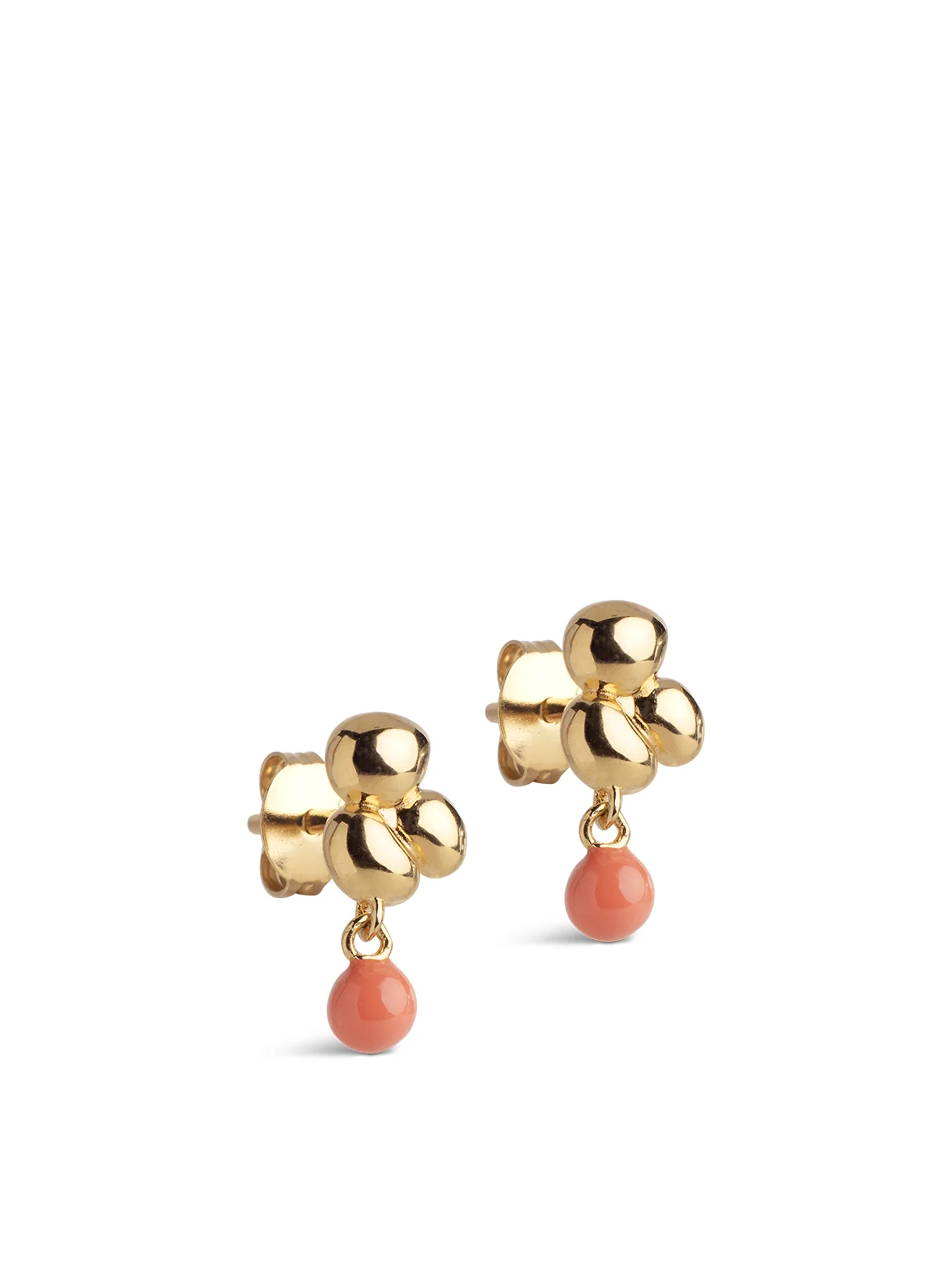 Nara Ball Stud Earrings Coral