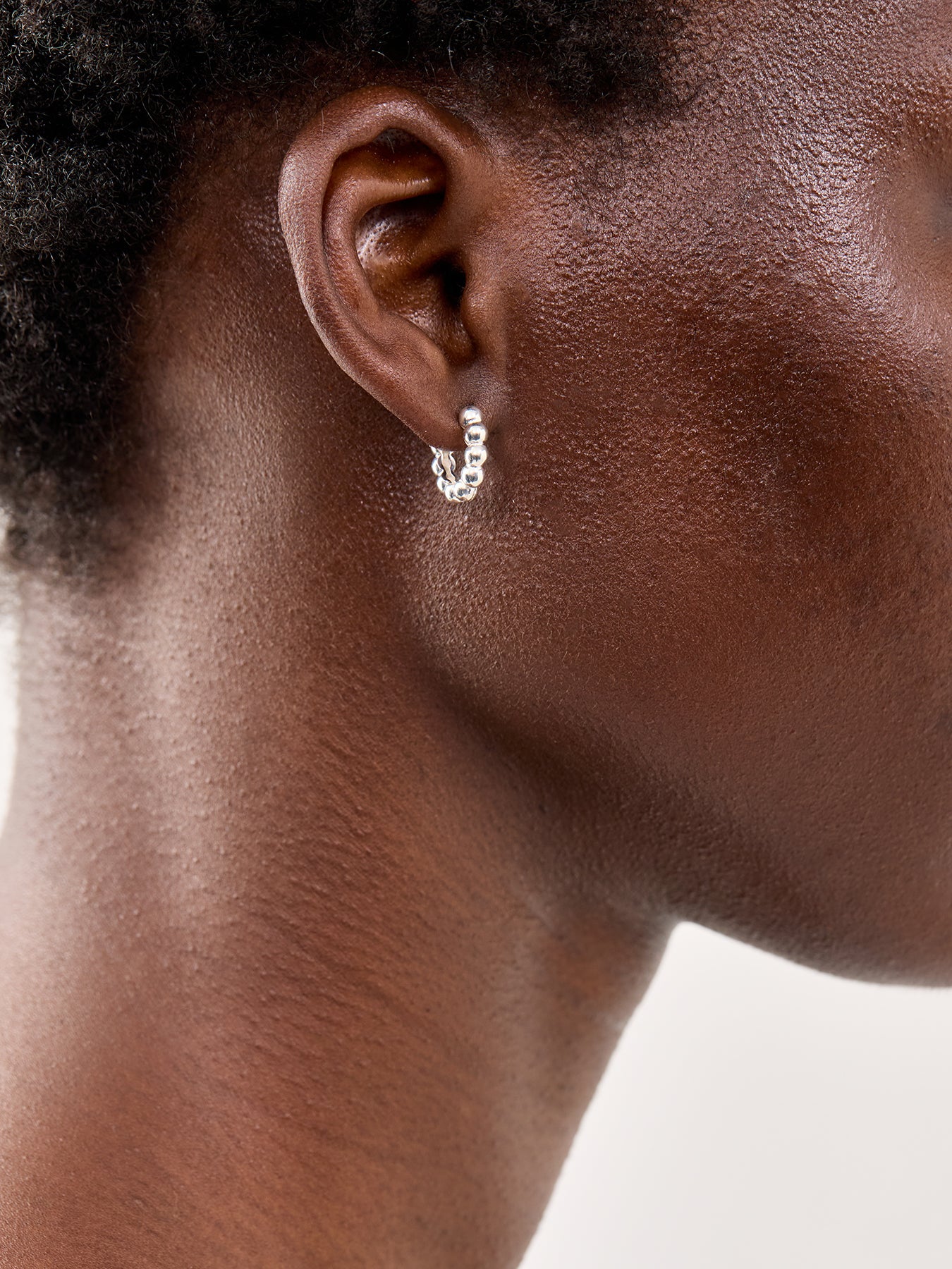 Ball Small Hoop Earrings Silver - Image 2
