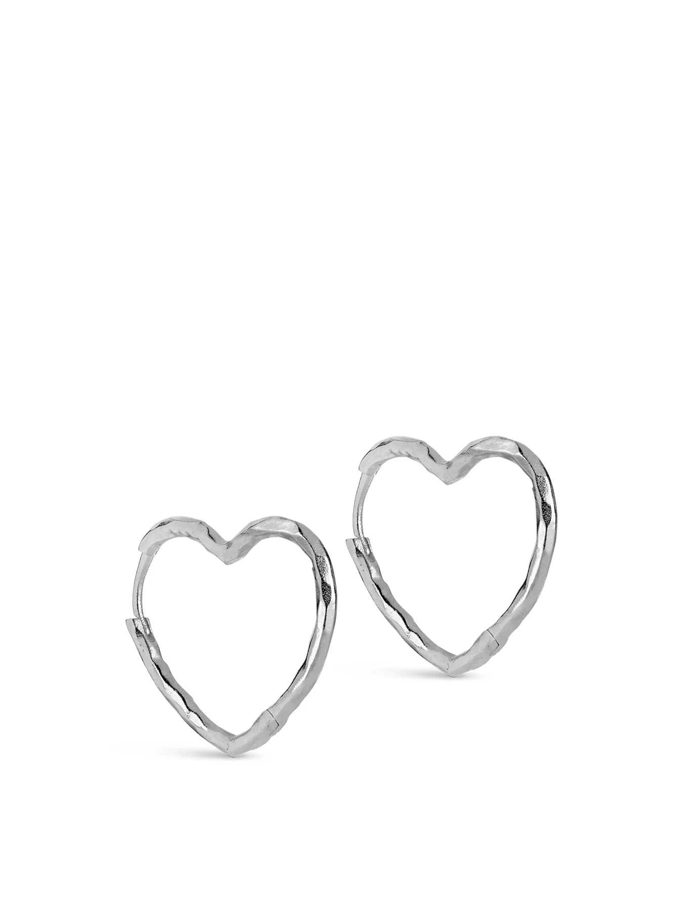 Organic Heart Hoop Earrings Silver