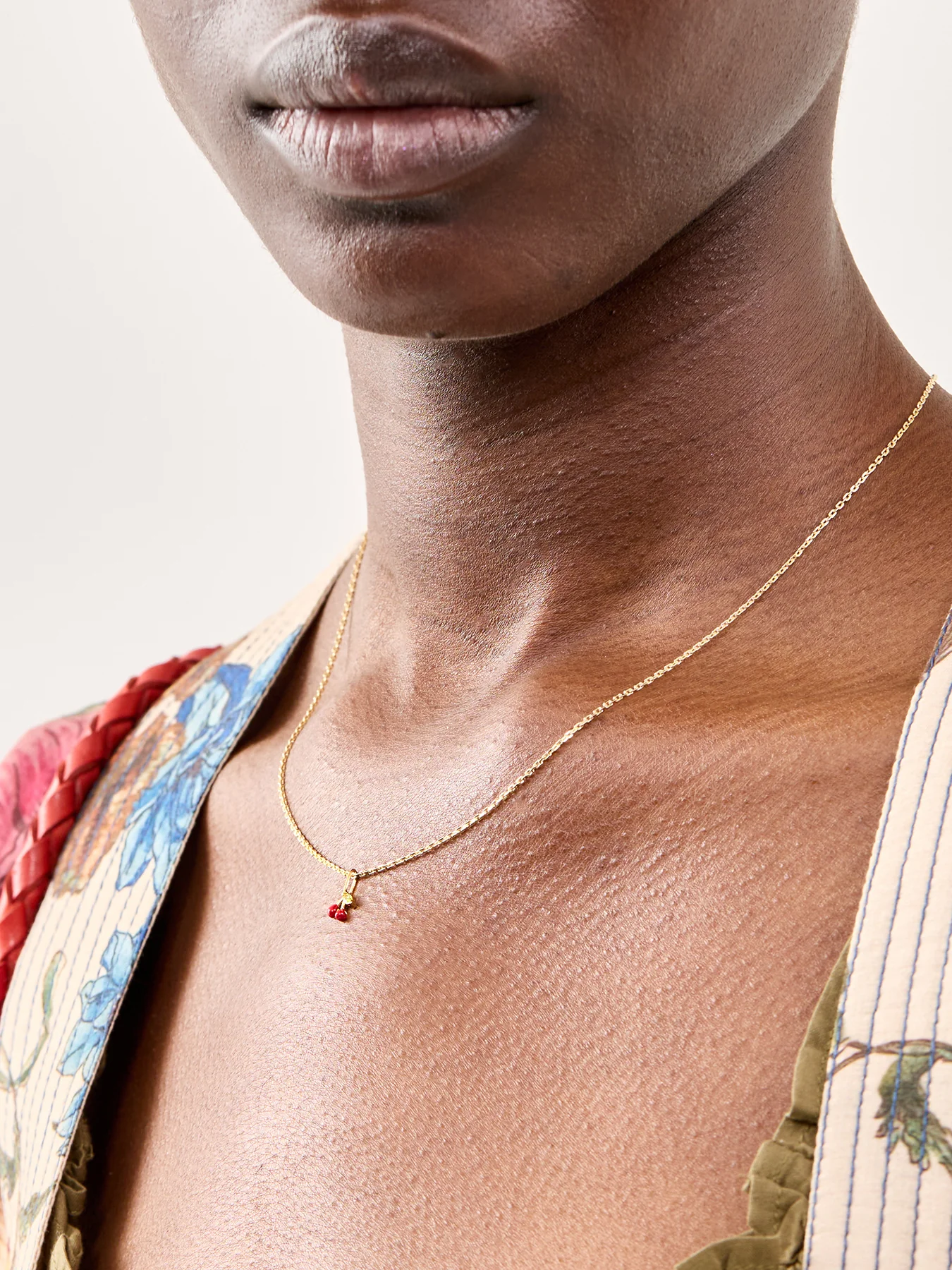 Cherry Pendant Necklace Gold - Image 2