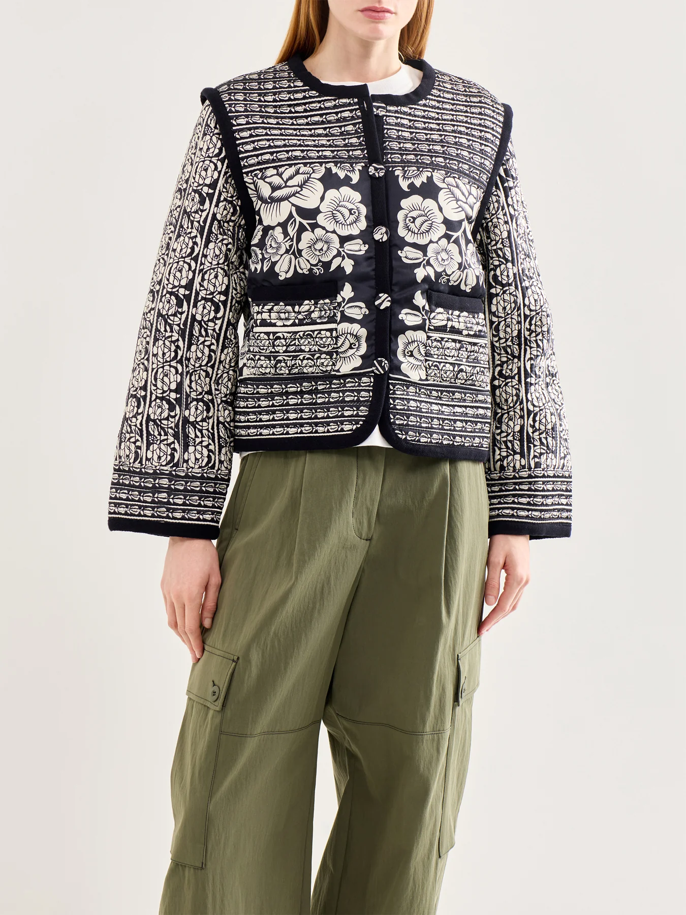 Padded Cashews and Birds Jacket Multi - Image 4