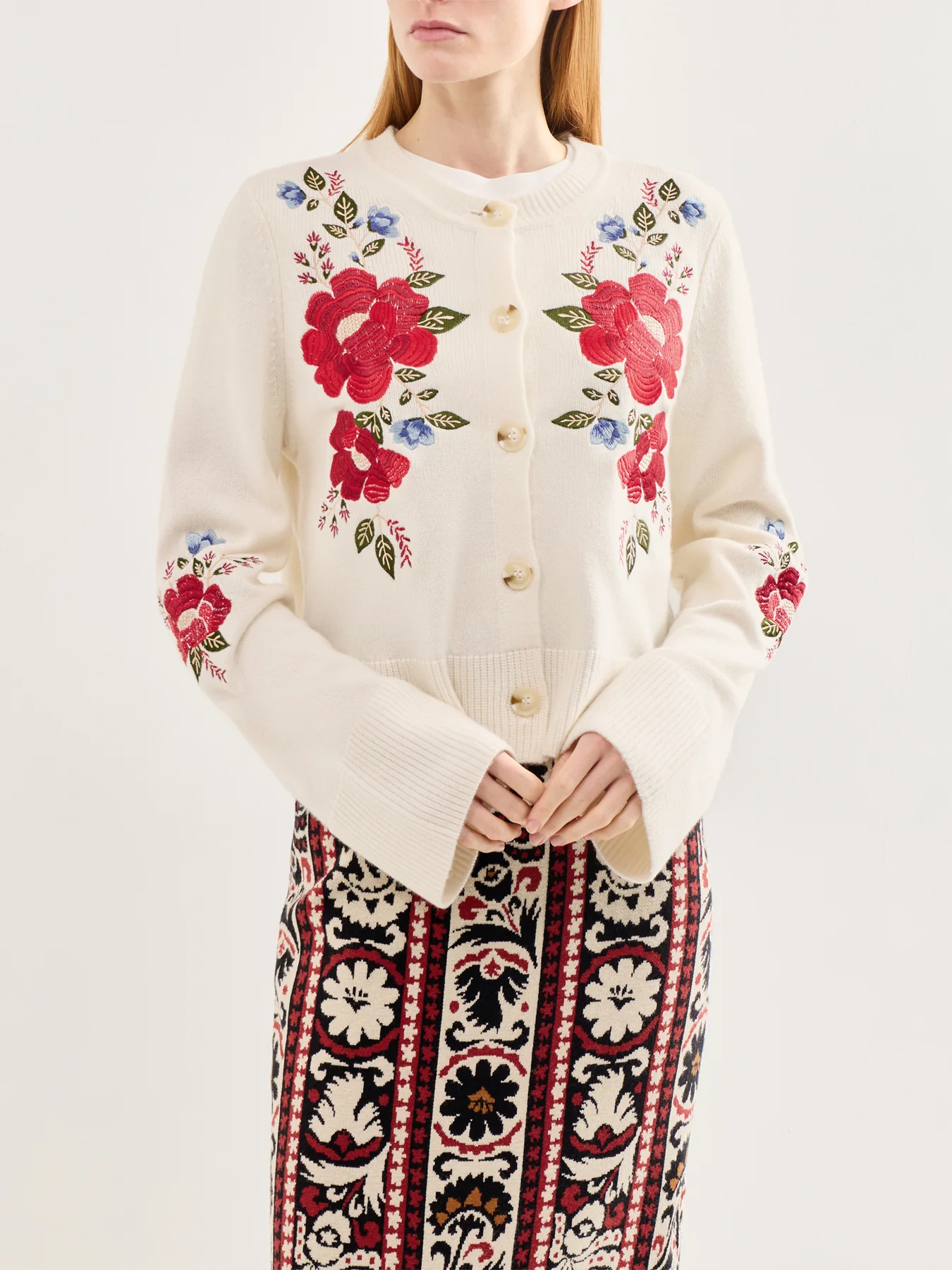 Floral Embroidered Knit Cardigan Multi - Image 4
