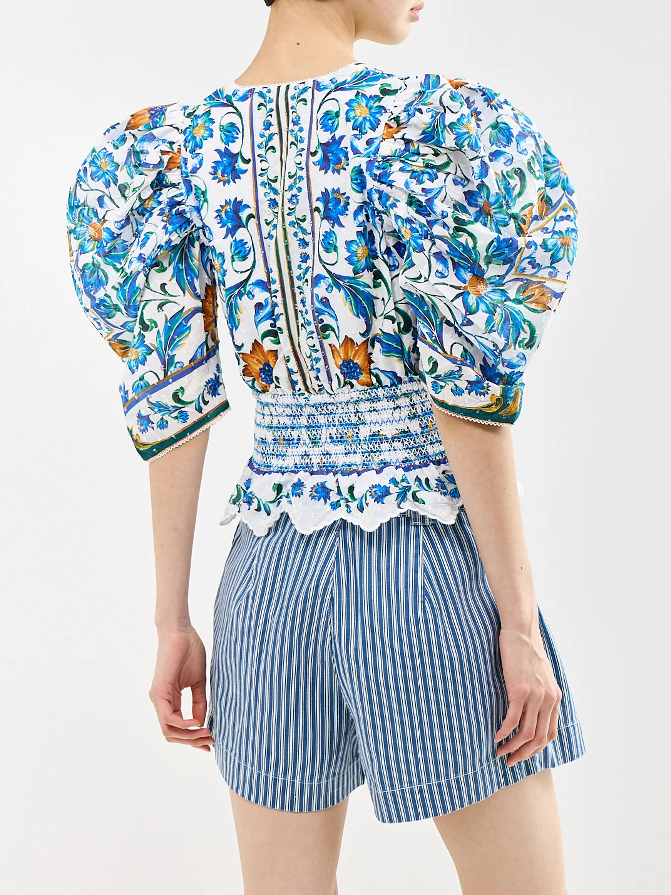 Flora Tile Blouse White - Image 5