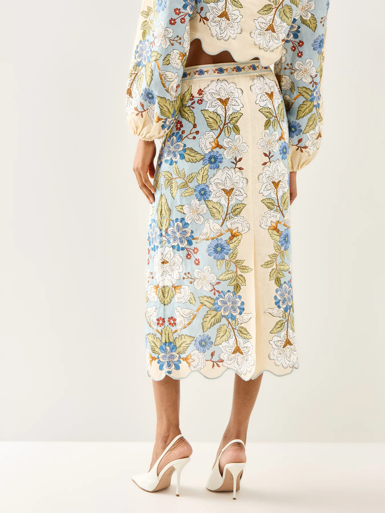 Garden Scarf Blue Midi Skirt - Image 5