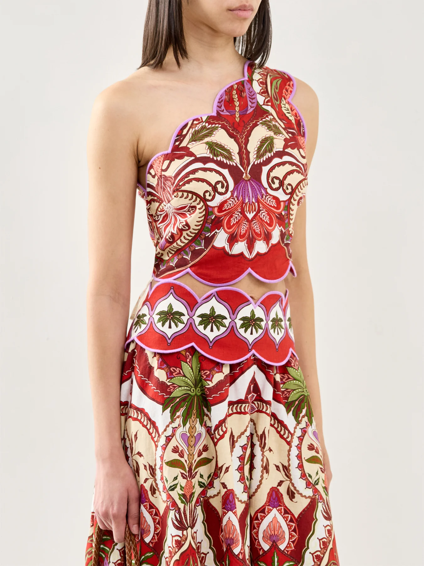 Odara One Shoulder Scallop Top Red - Image 4