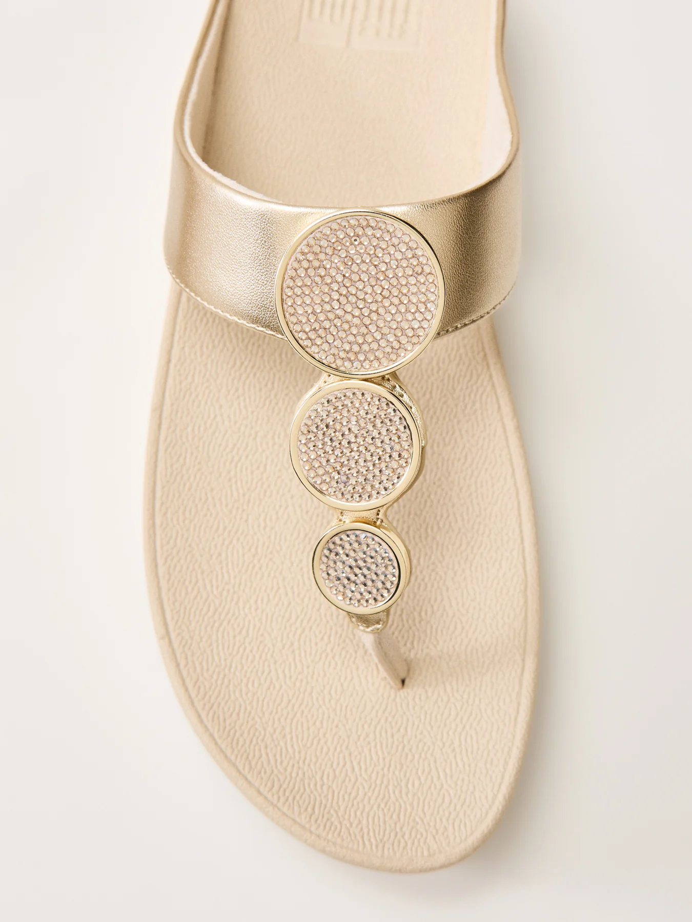 Halo Bead-Circle Toe-Post Sandals Platino Gold - Image 3