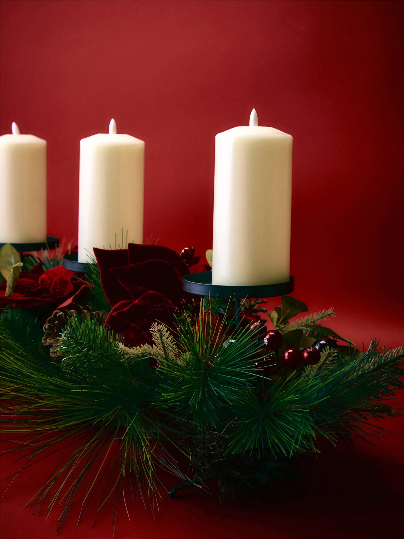 Poinsettia Candle Holder Christmas Decoration 81cm - Image 3