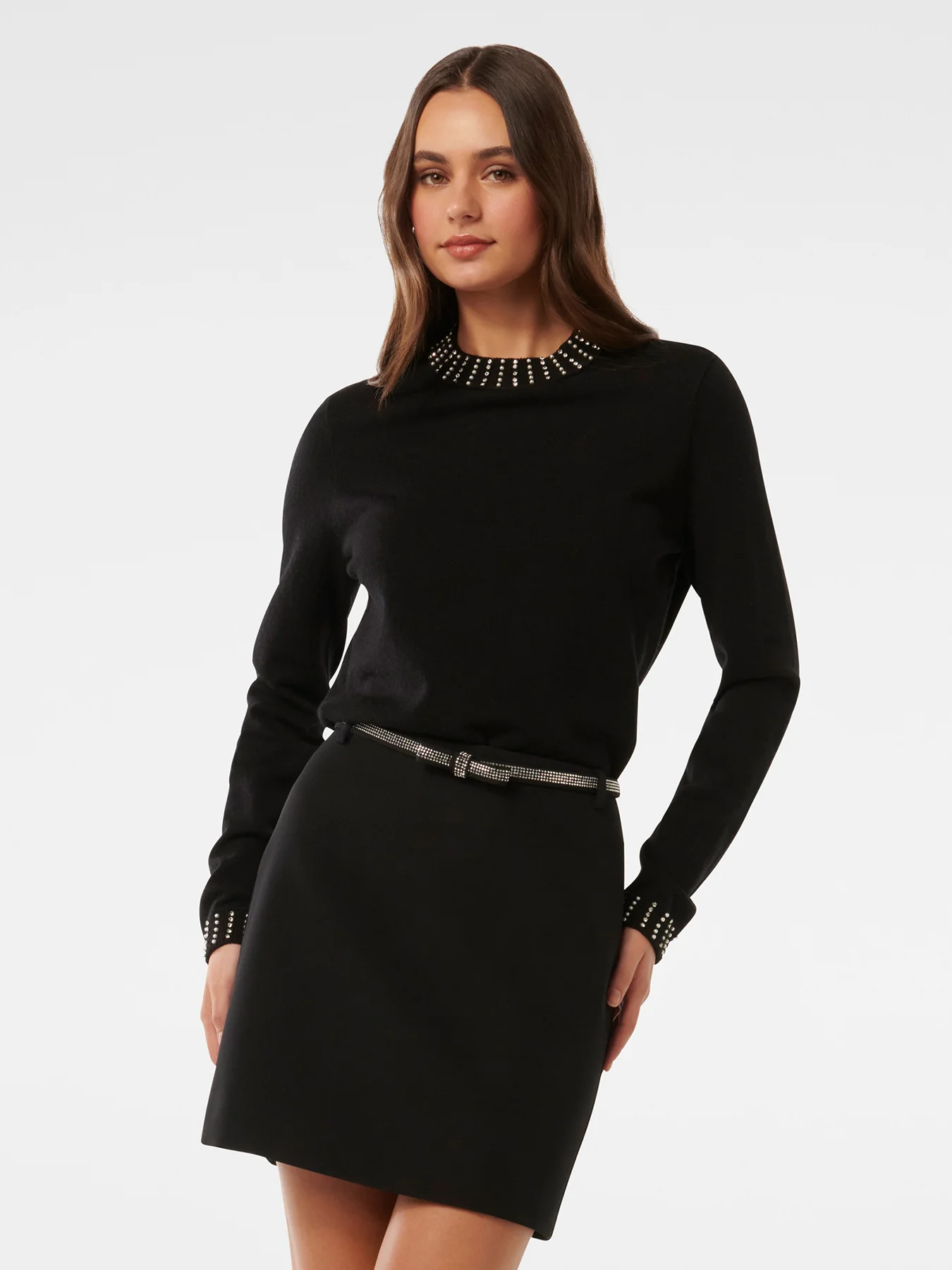 Belle Bow Mini Skirt Black - Image 4