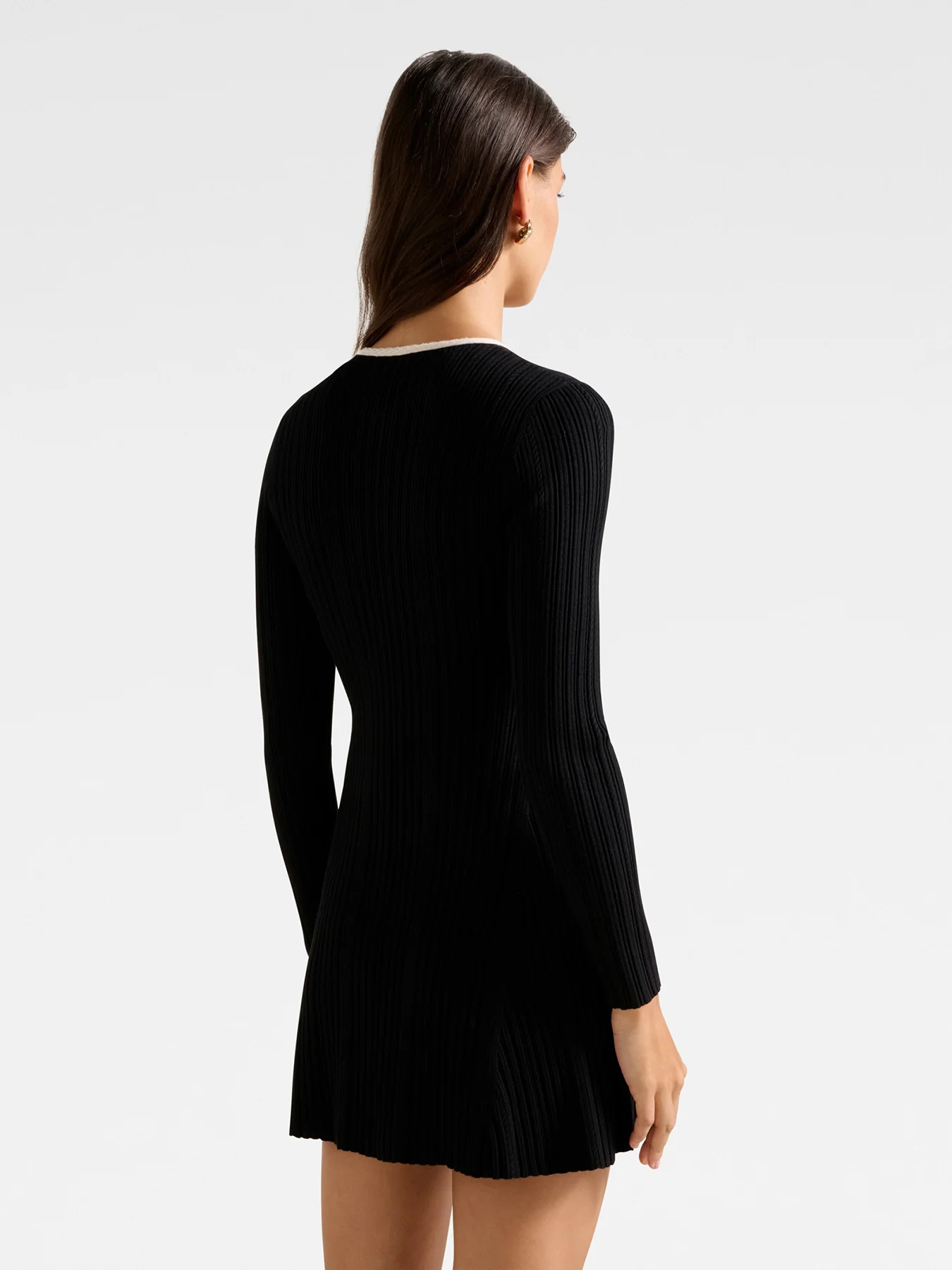 Brielle Fit and Flare Knitted Mini Dress Black - Image 3