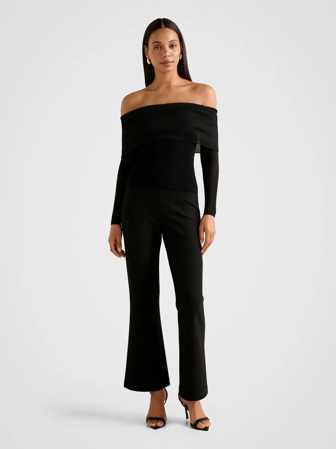 Brynn Bardot Knitted Top Black - Image 2