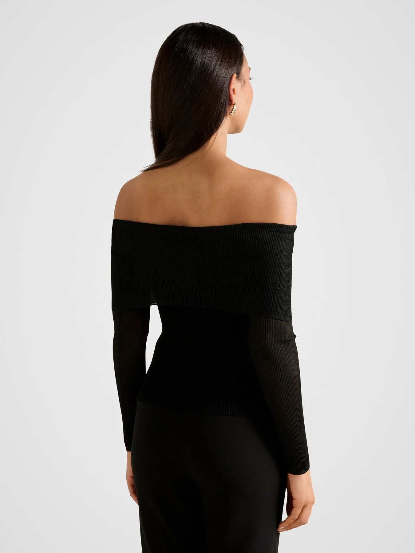 Brynn Bardot Knitted Top Black - Image 3
