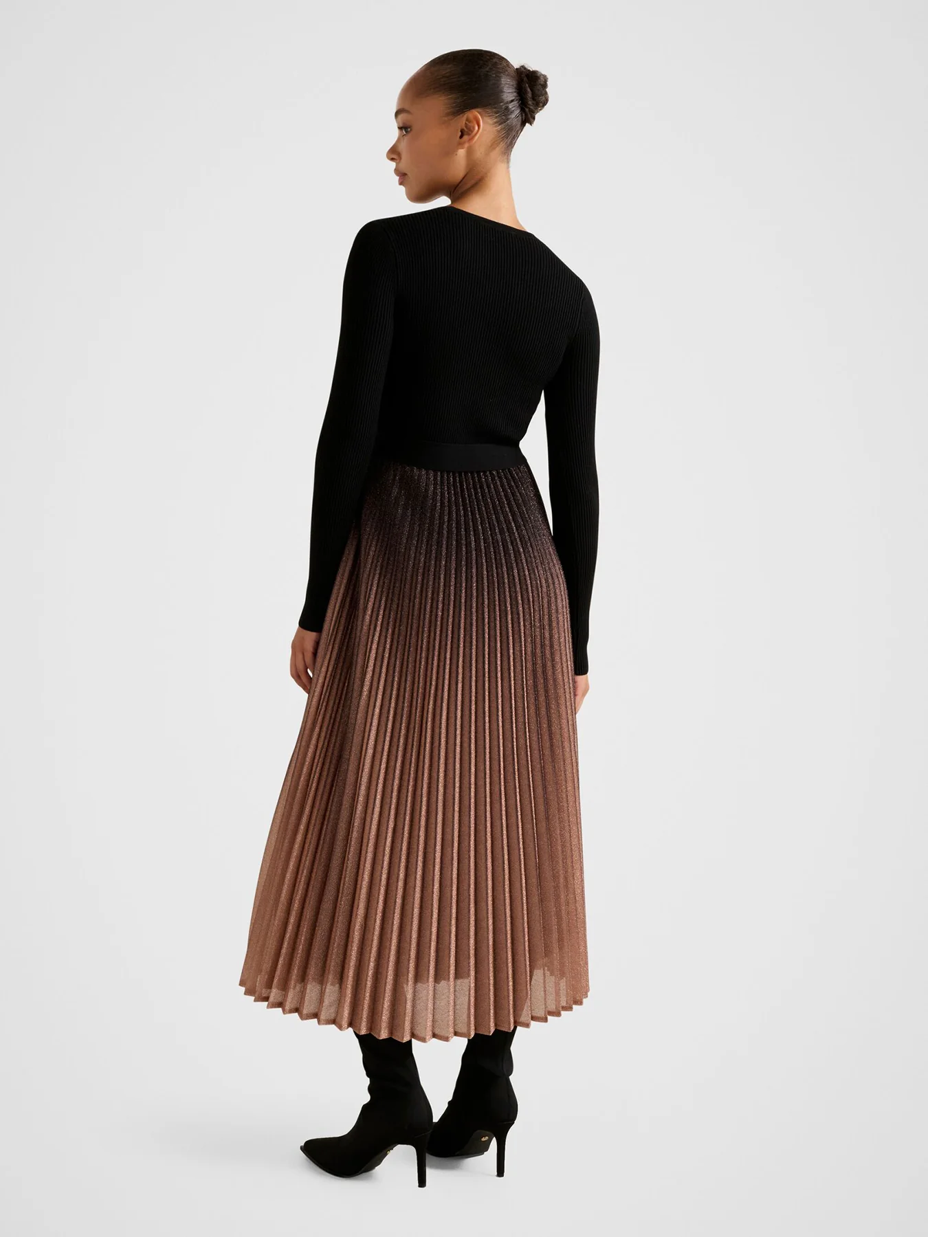 Celina Ombre Metallic Midi Dress Black - Image 3