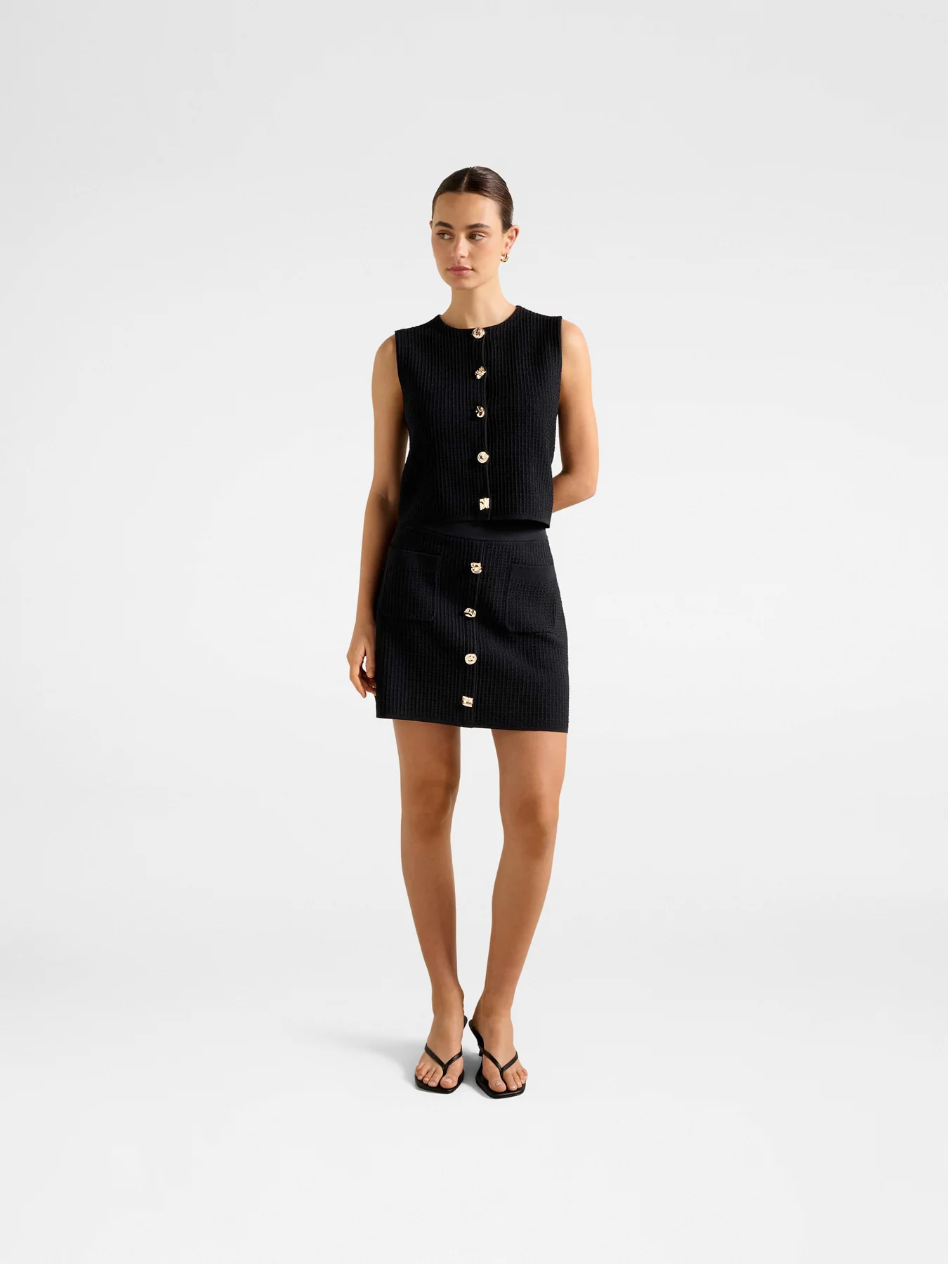 Elyse Knitted Tank Top Black - Image 2