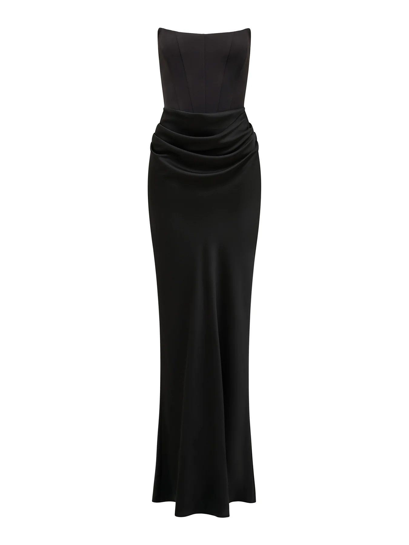 Isra Draped Strapless Maxi Dress Black