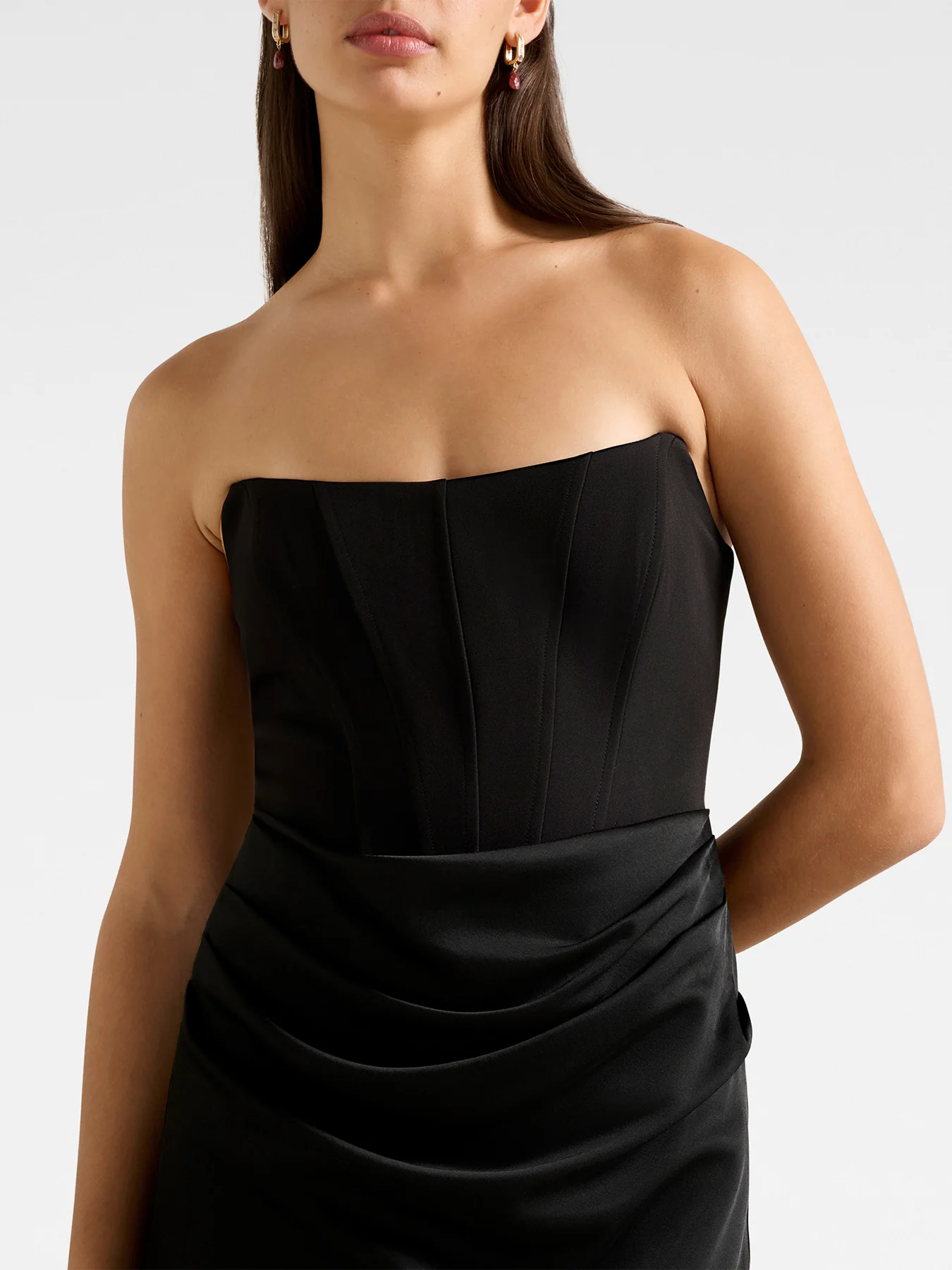 Isra Draped Strapless Maxi Dress Black - Image 3
