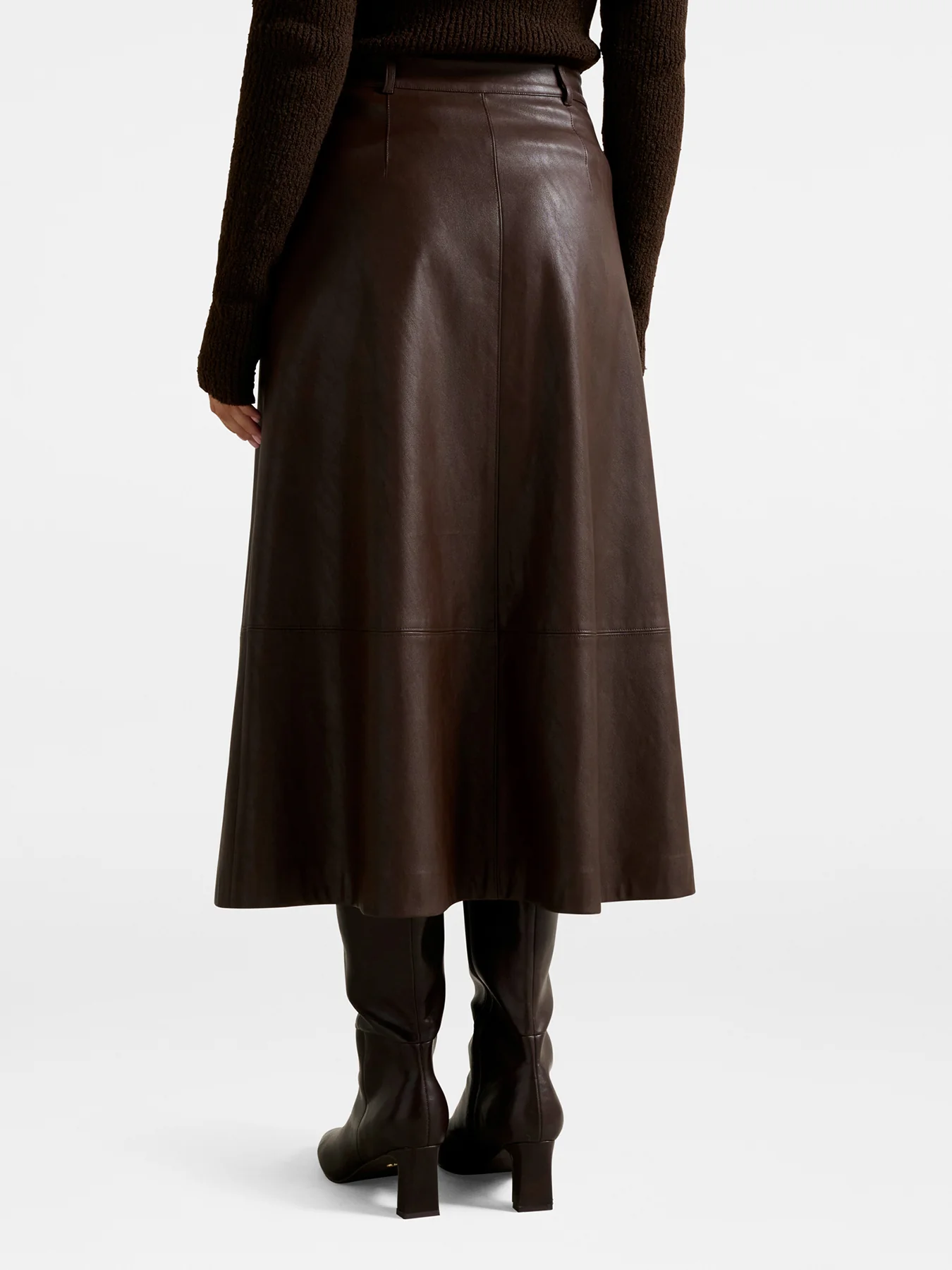 Jaelyn Vegan Leather Midi Skirt Black - Image 3
