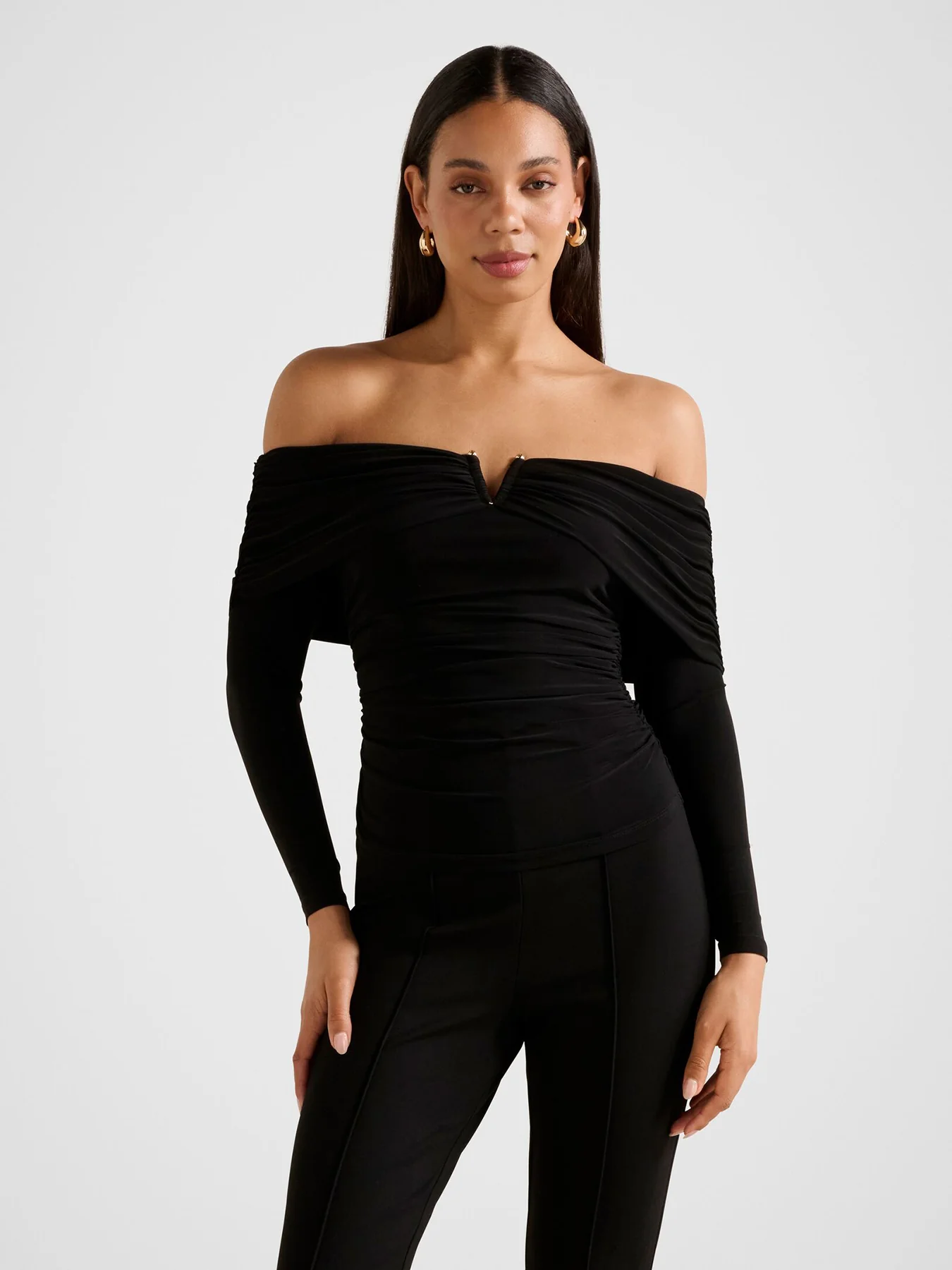 Keely Hardware Bardot Neck Top Black - Image 4