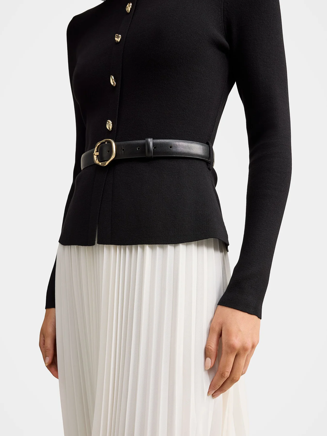 Louisa Woven Mix Knitted Dress Mono Stripe - Image 4