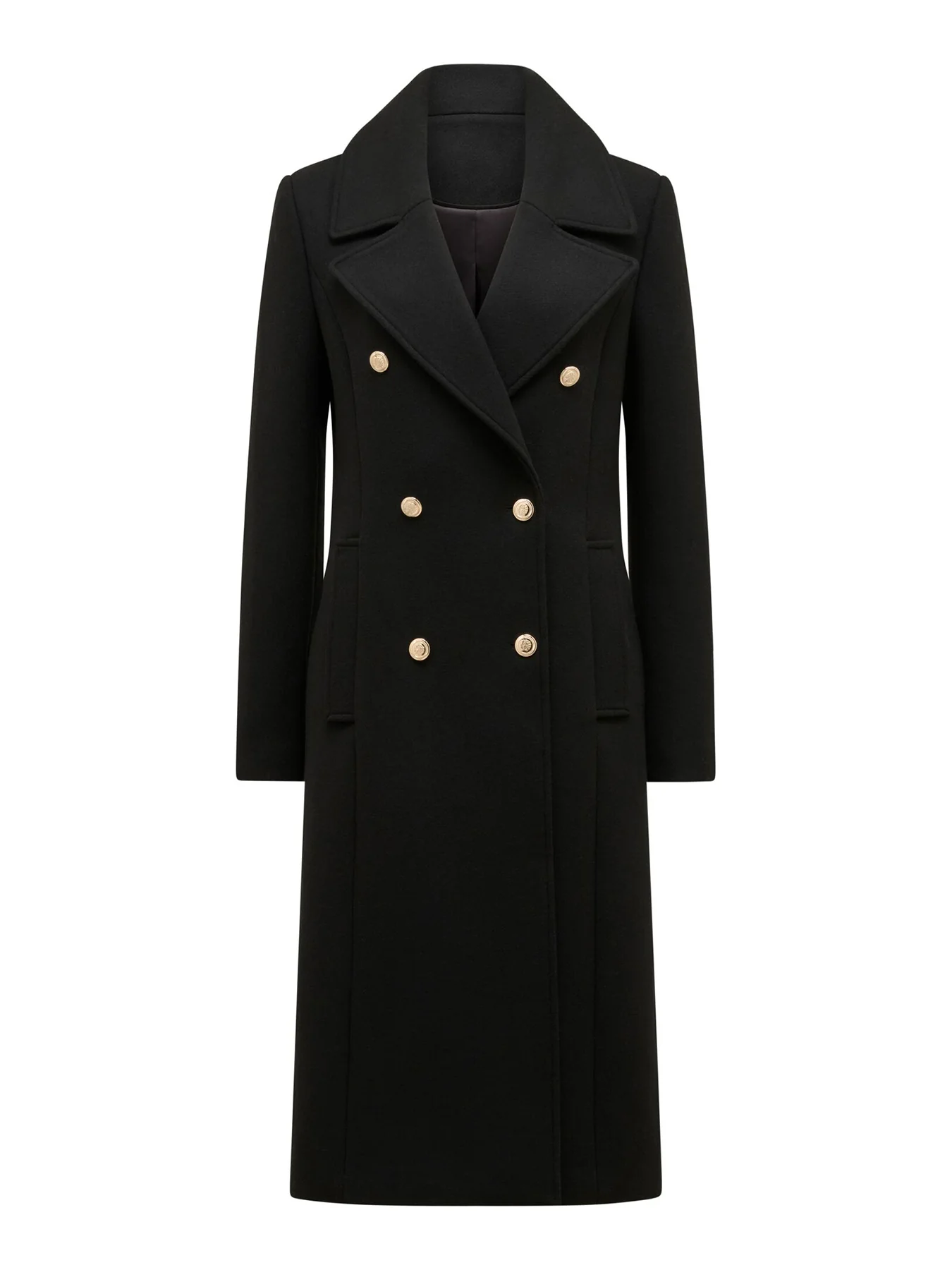 Mandy Double Breasted Military Coat Black