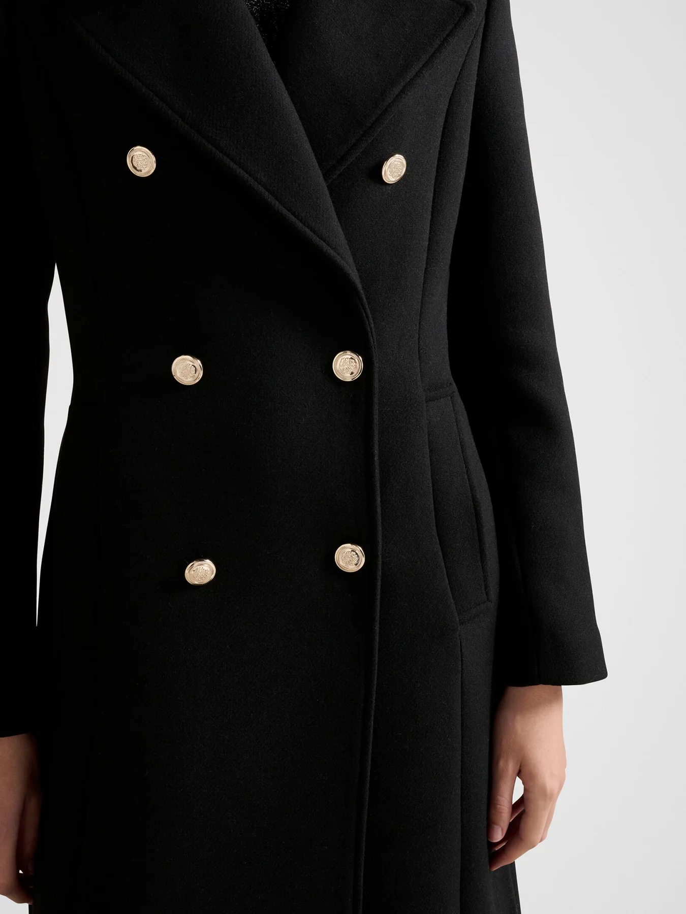 Mandy Double Breasted Military Coat Black - Image 5