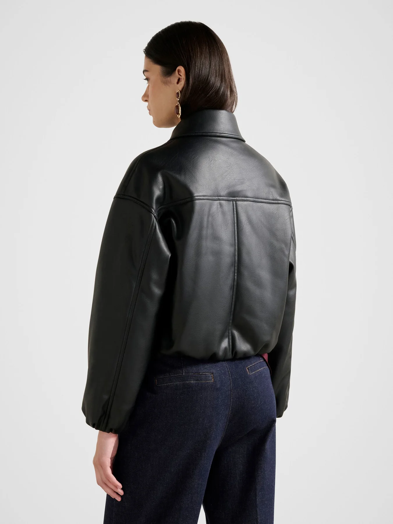 Mattie Cropped Bomber Jacket Black - Image 3