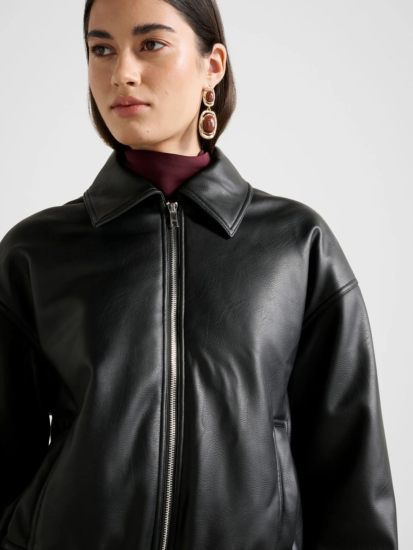Mattie Cropped Bomber Jacket Black - Image 5