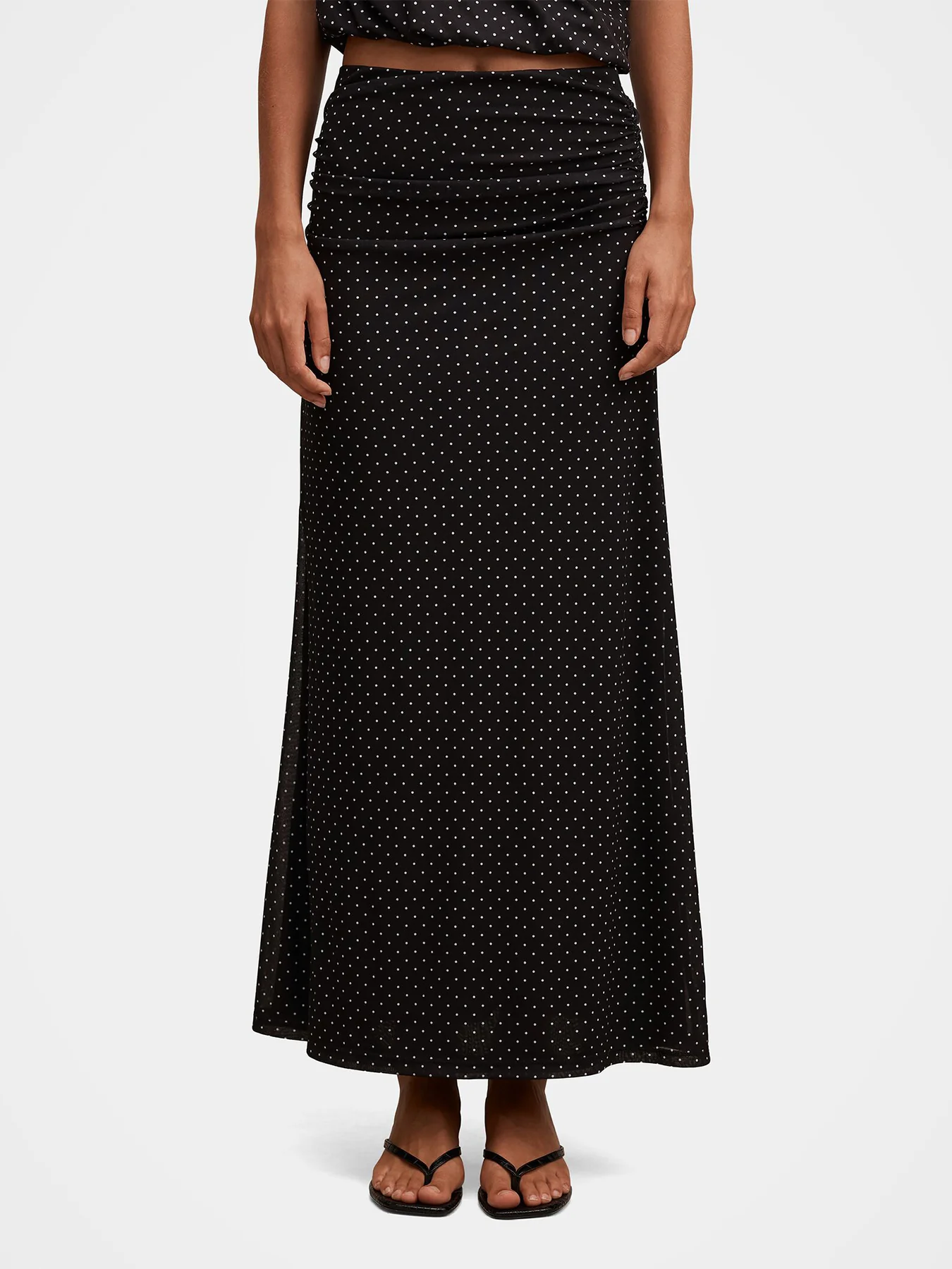 Mimi Spot Print Flute Maxi Skirt Black - Image 4