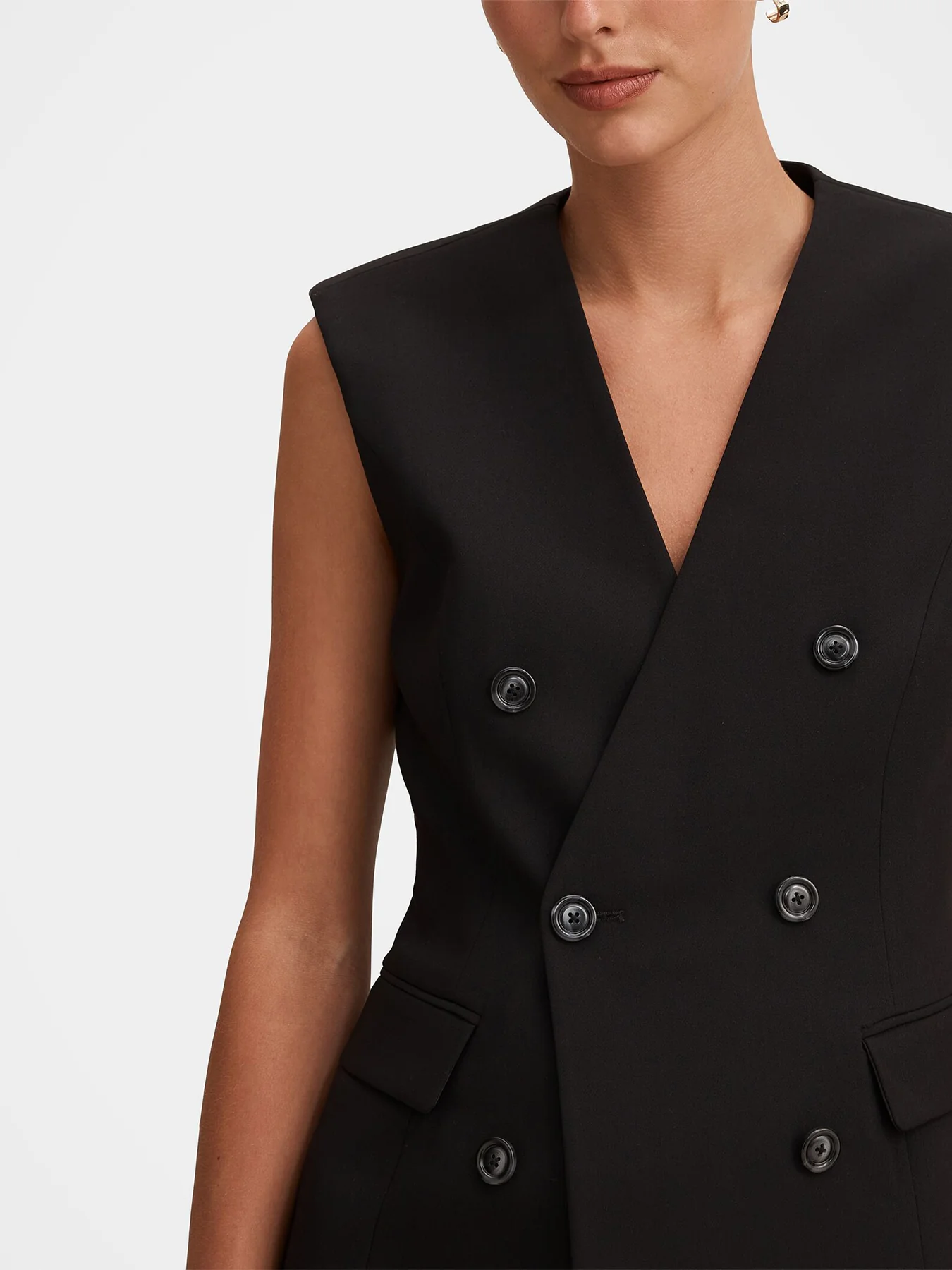 Myra Sleeveless Blazer Black - Image 3