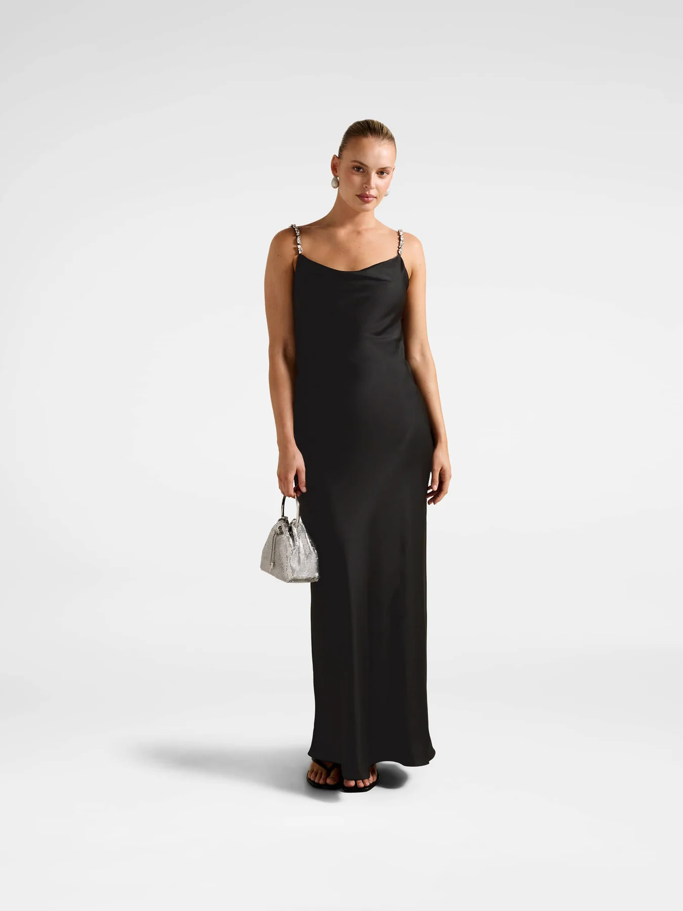 Presley Diamante Strap Satin Maxi Dress - Image 2