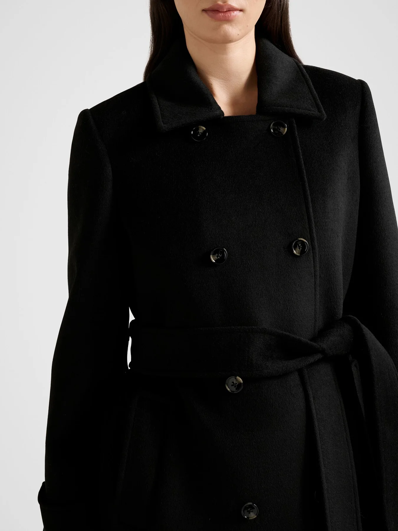 Sophie Double Breasted Wrap Coat Black - Image 3