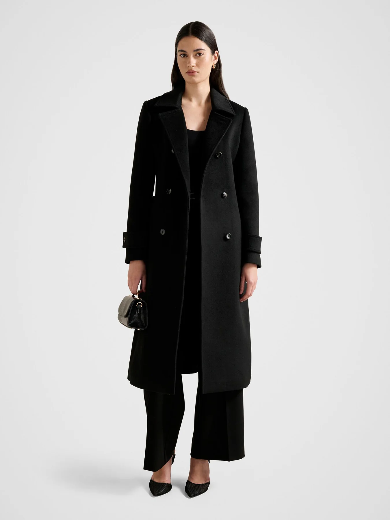 Sophie Double Breasted Wrap Coat Black - Image 4