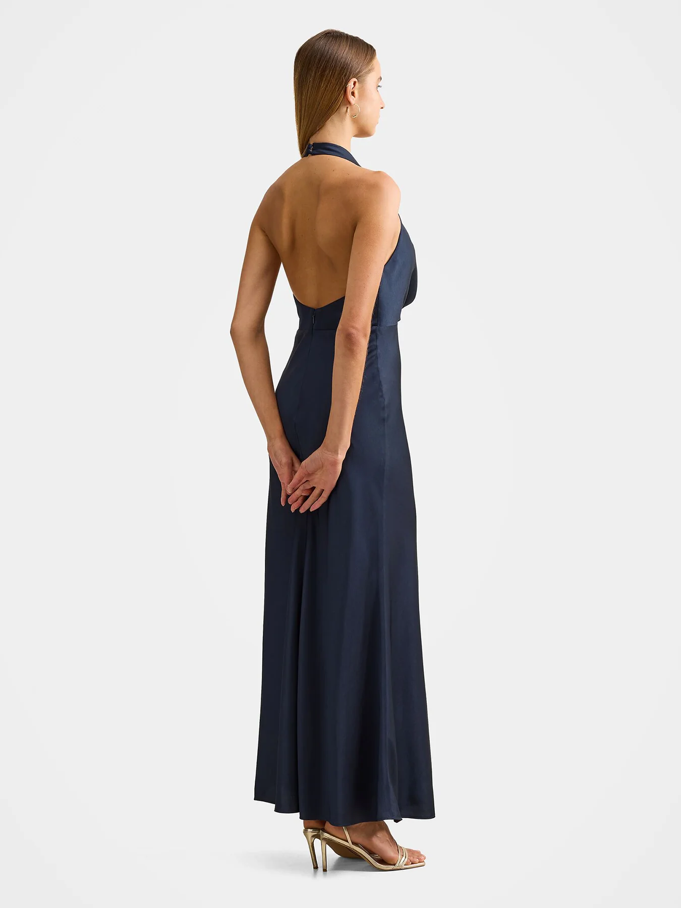 Becca Satin Halter Neck Gown Blue - Image 5