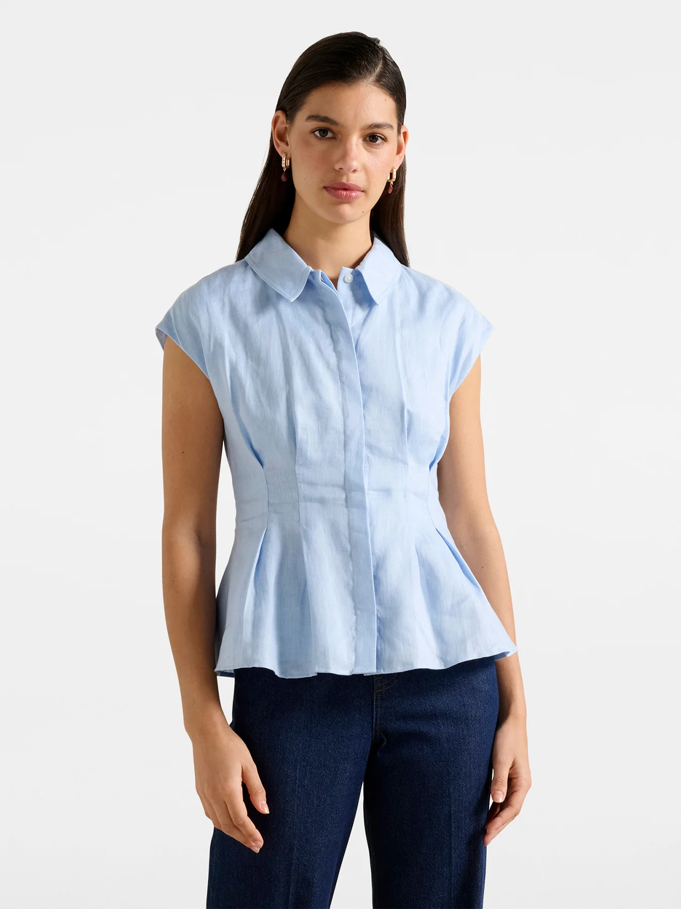 Carina Pleated Shirt Blue - Image 4