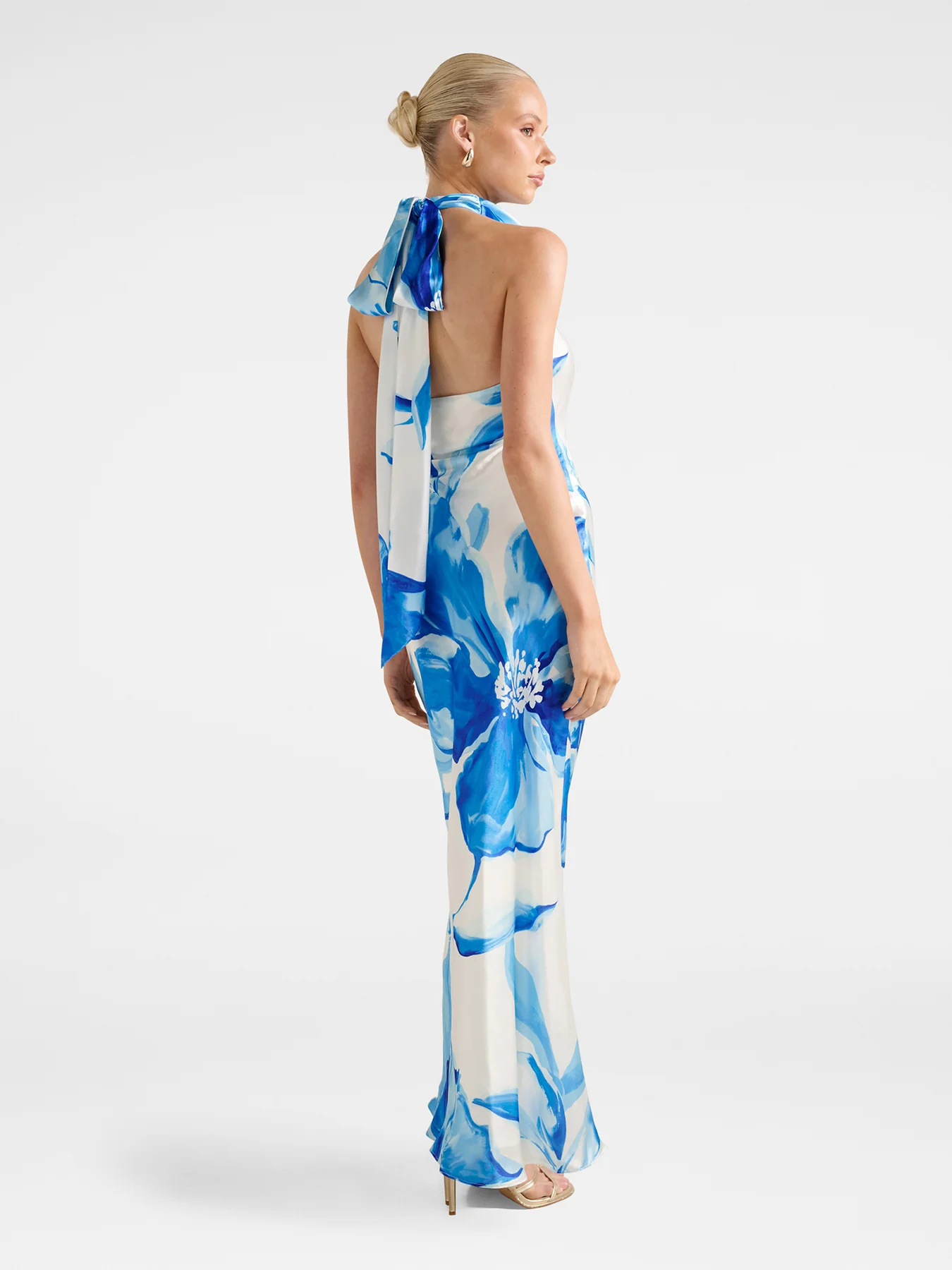 Clementine Satin Maxi Dress Blue - Image 5