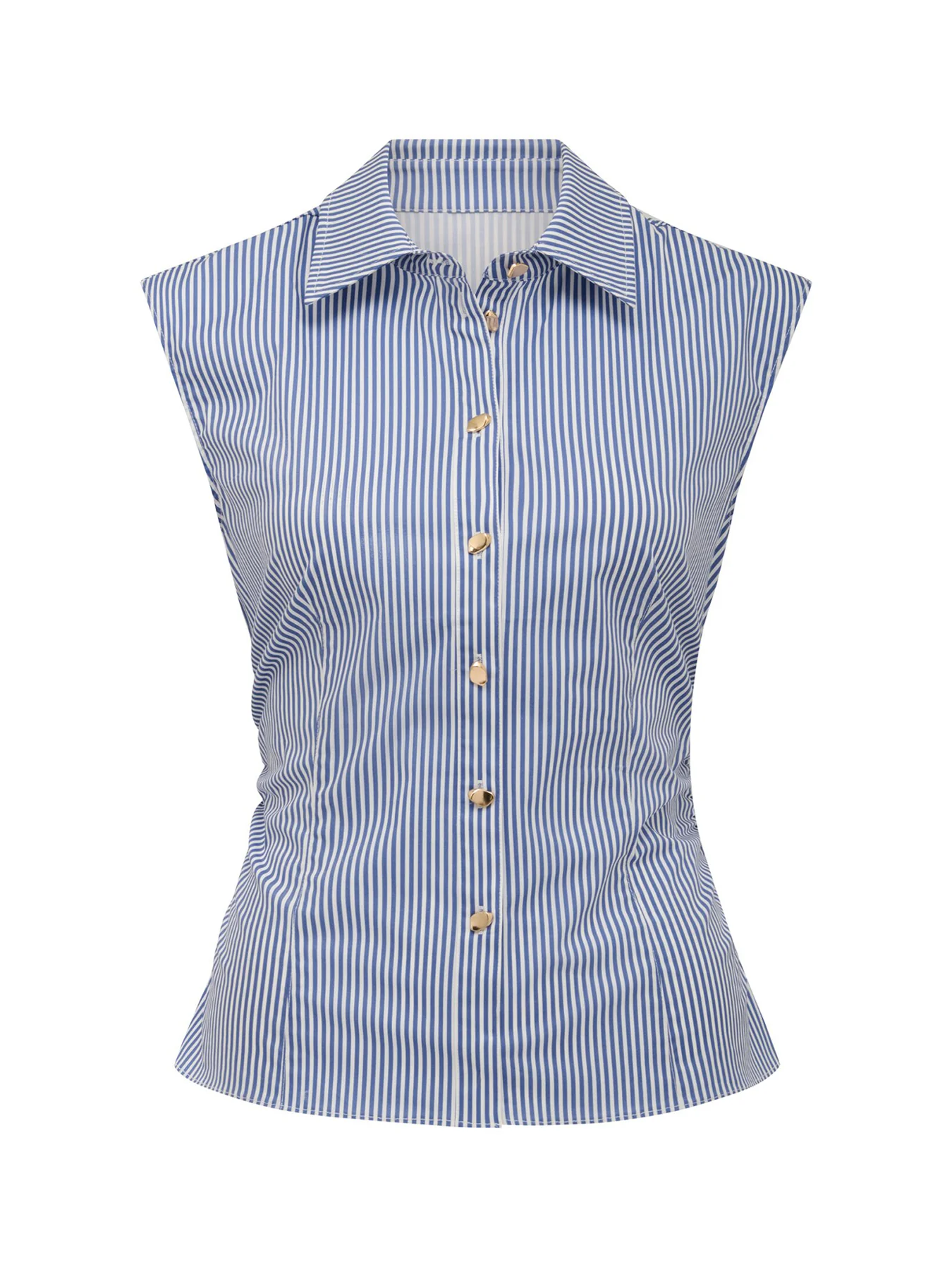 Nova Ruched Collared Shirt Blue