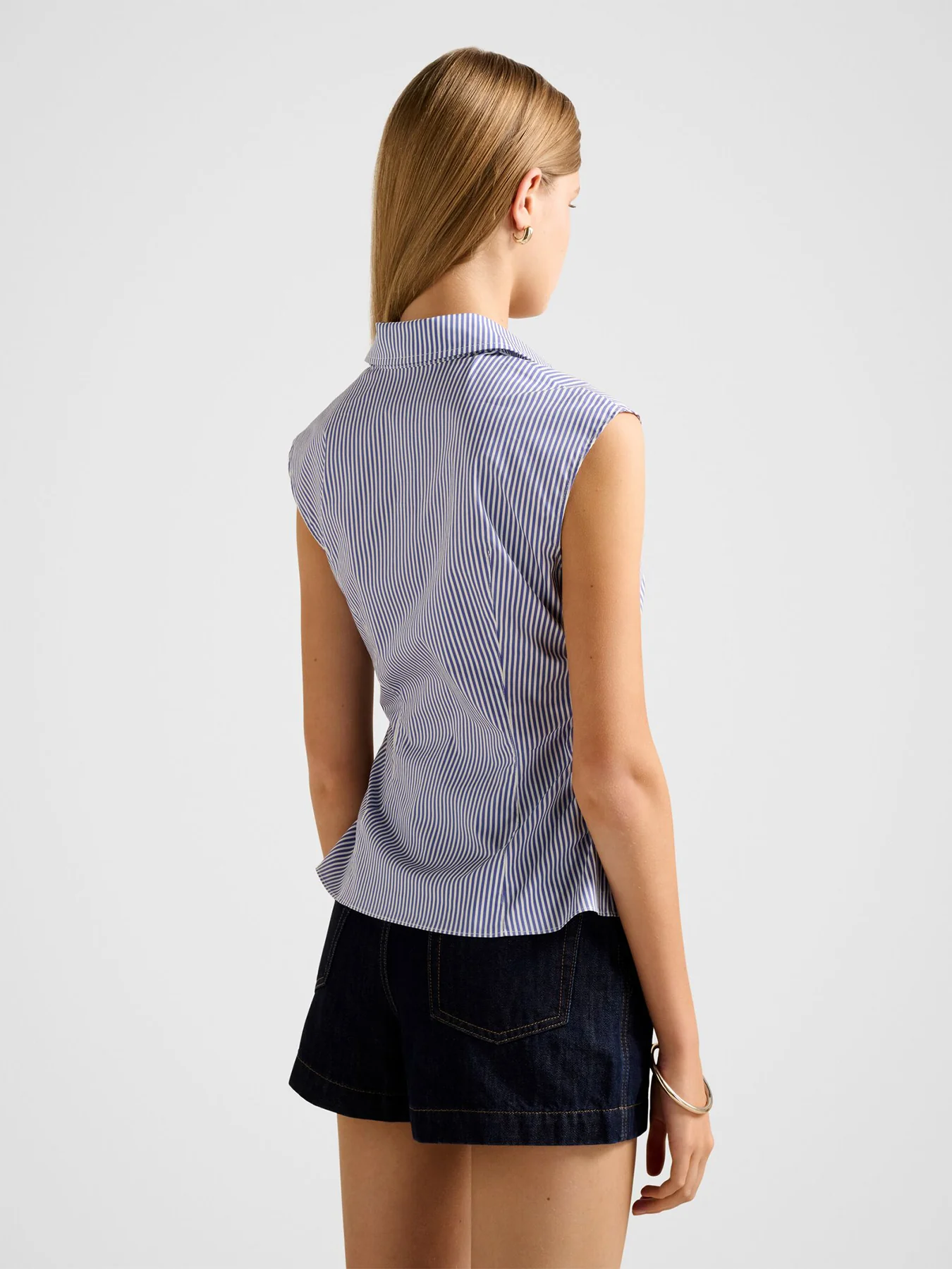 Nova Ruched Collared Shirt Blue - Image 3
