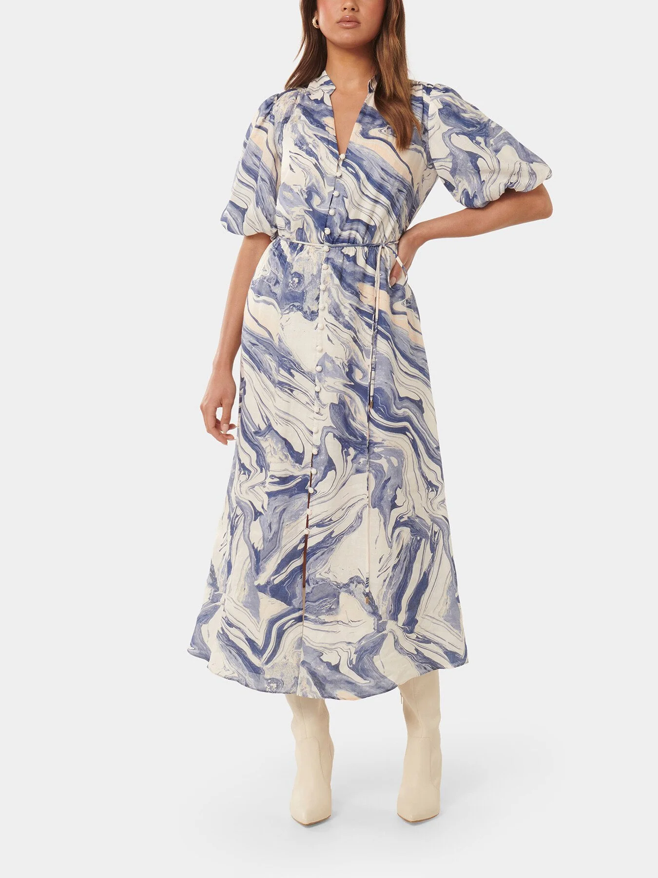 Loren Puff Sleeves Midi Dress - Image 2