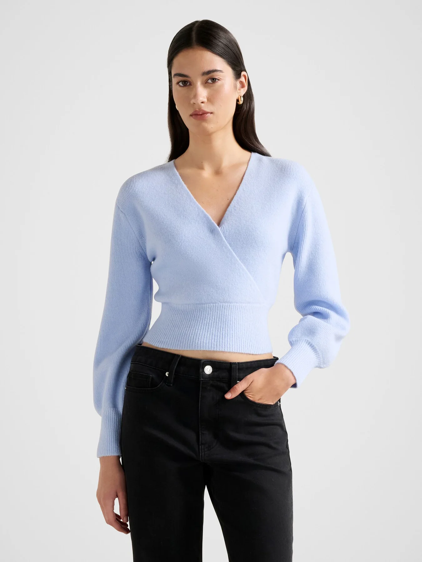 Sloane Wrap Knitted Sweater Blue - Image 4