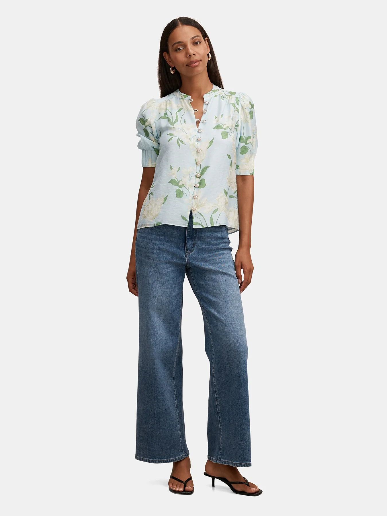 Tahlia Tuck Detail Blouse Blue - Image 2