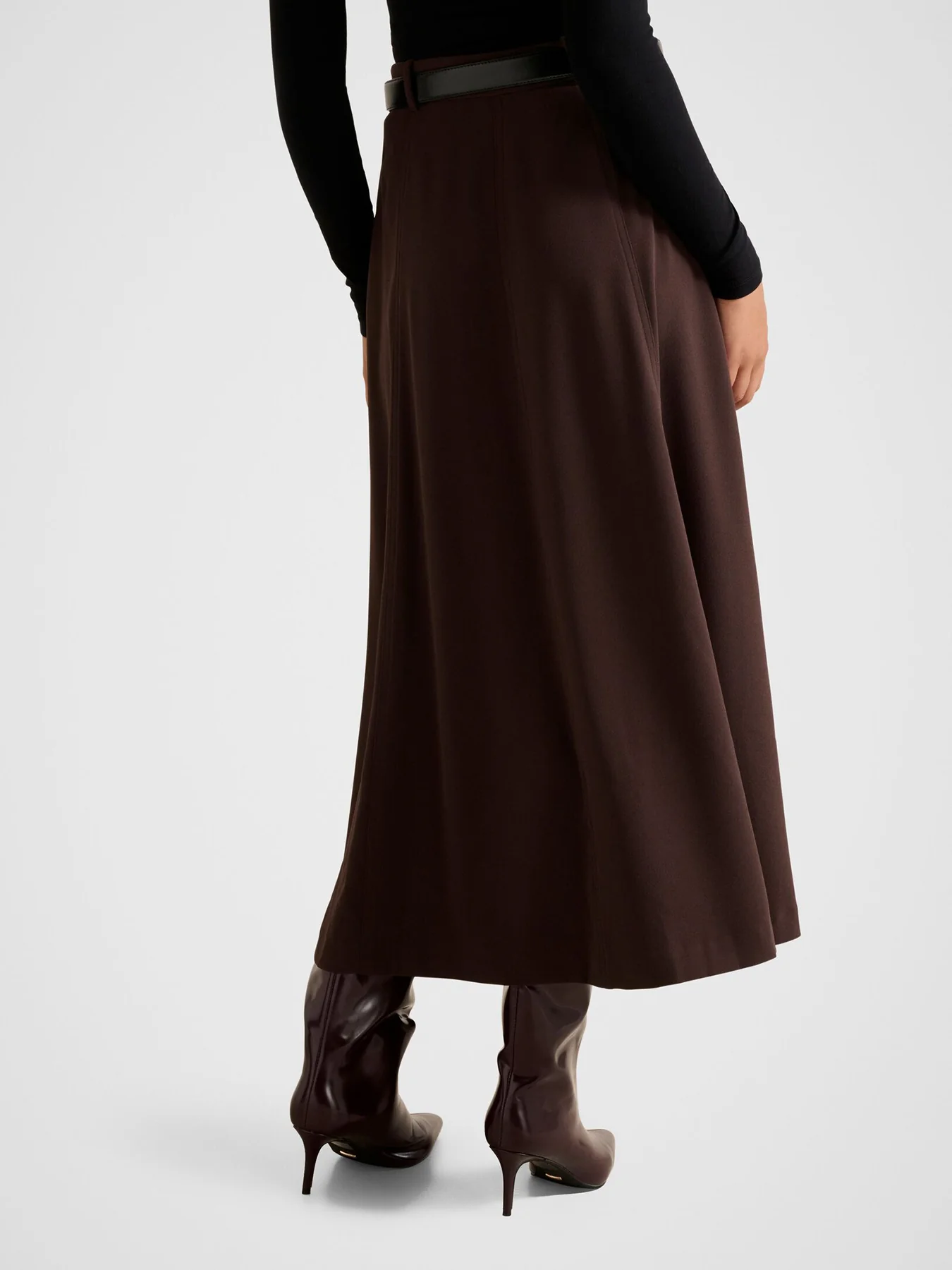 Celine Belted Midi Skirt Chocolate - Image 3